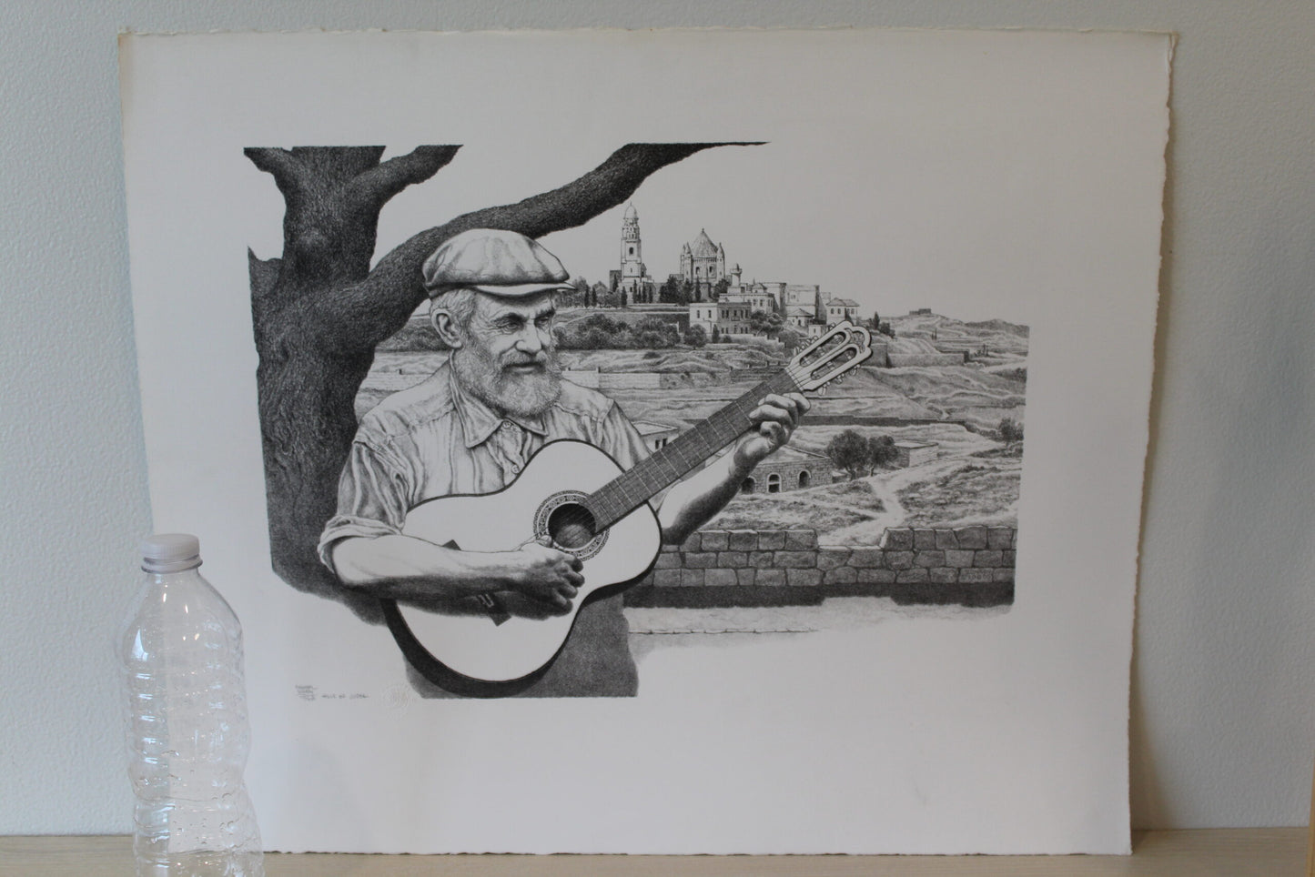 Hills of Judaea by Emanuel Schary Black and White Lithograph 16 x 12