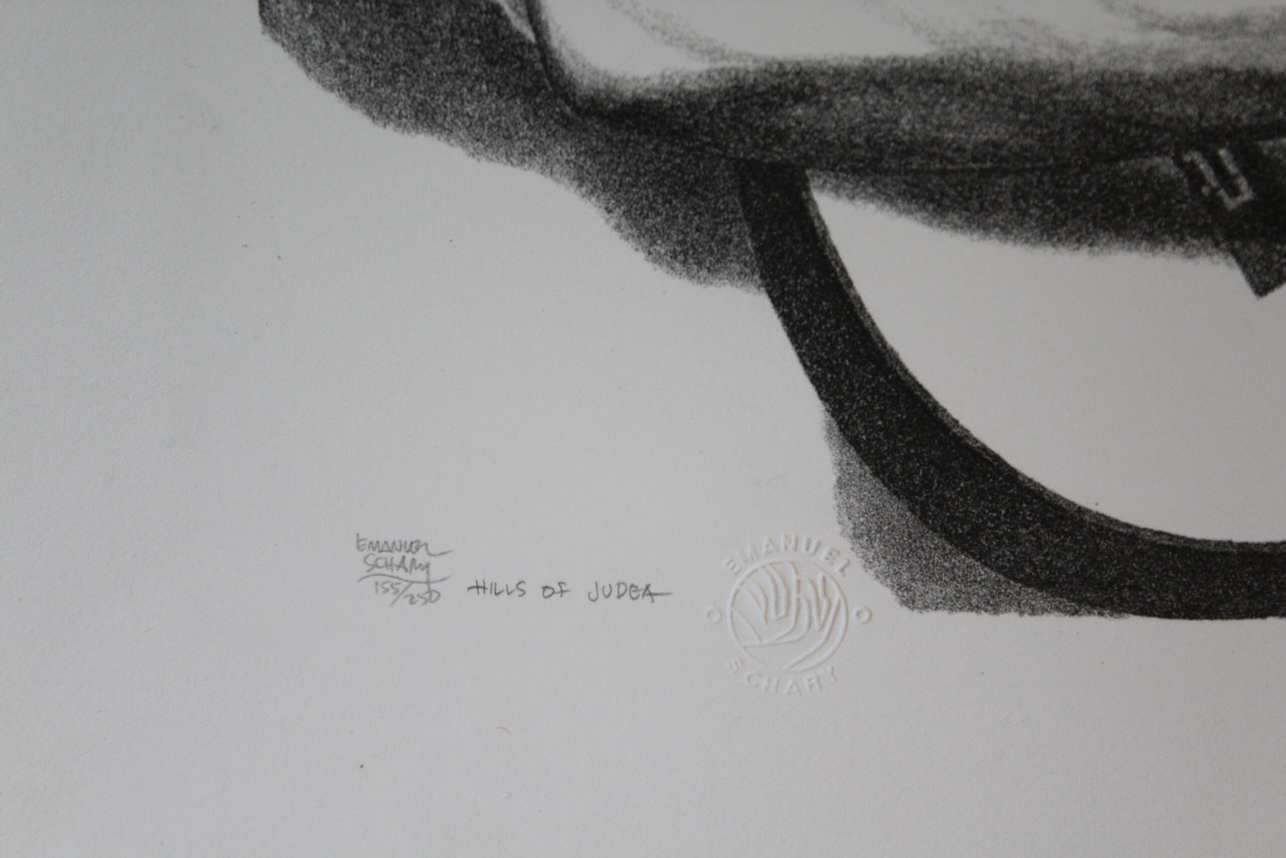 Hills of Judaea by Emanuel Schary Black and White Lithograph 16 x 12