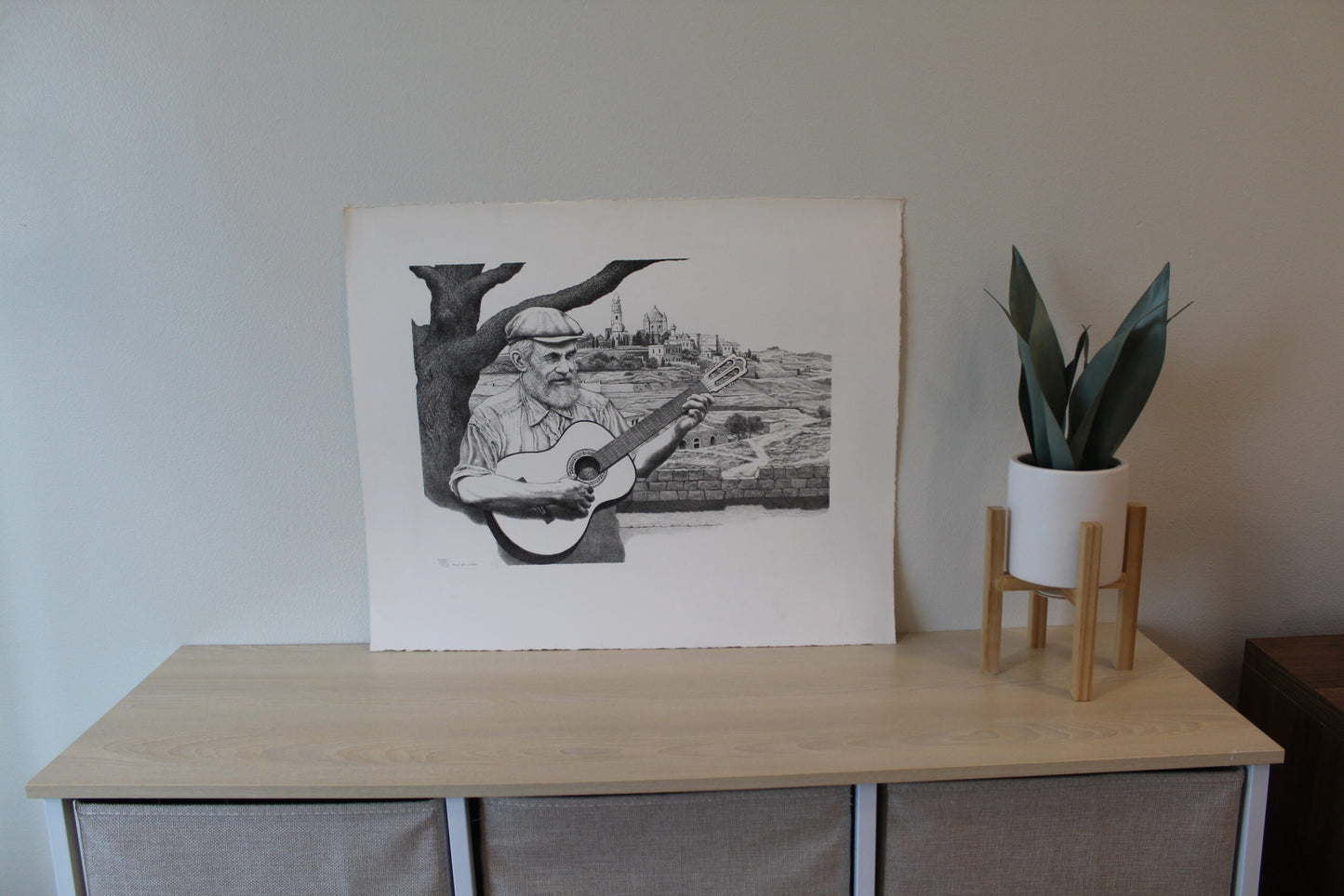 Hills of Judaea by Emanuel Schary Black and White Lithograph 16 x 12