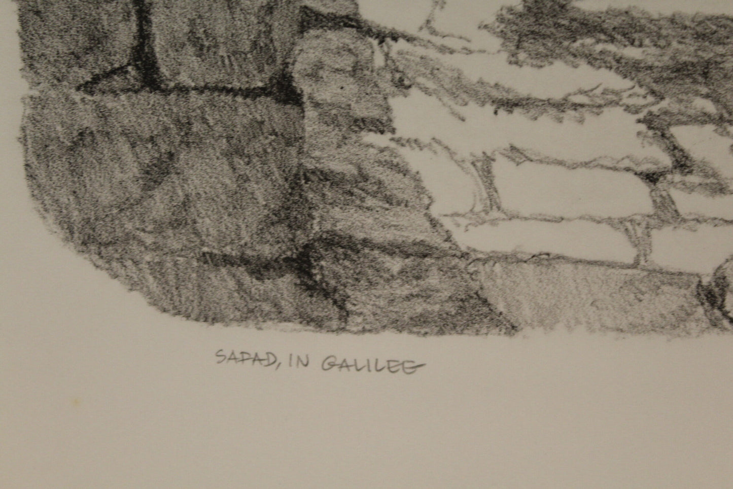 Safad in Galilee by Emanuel Schary Black and White Lithograph 14 x 18