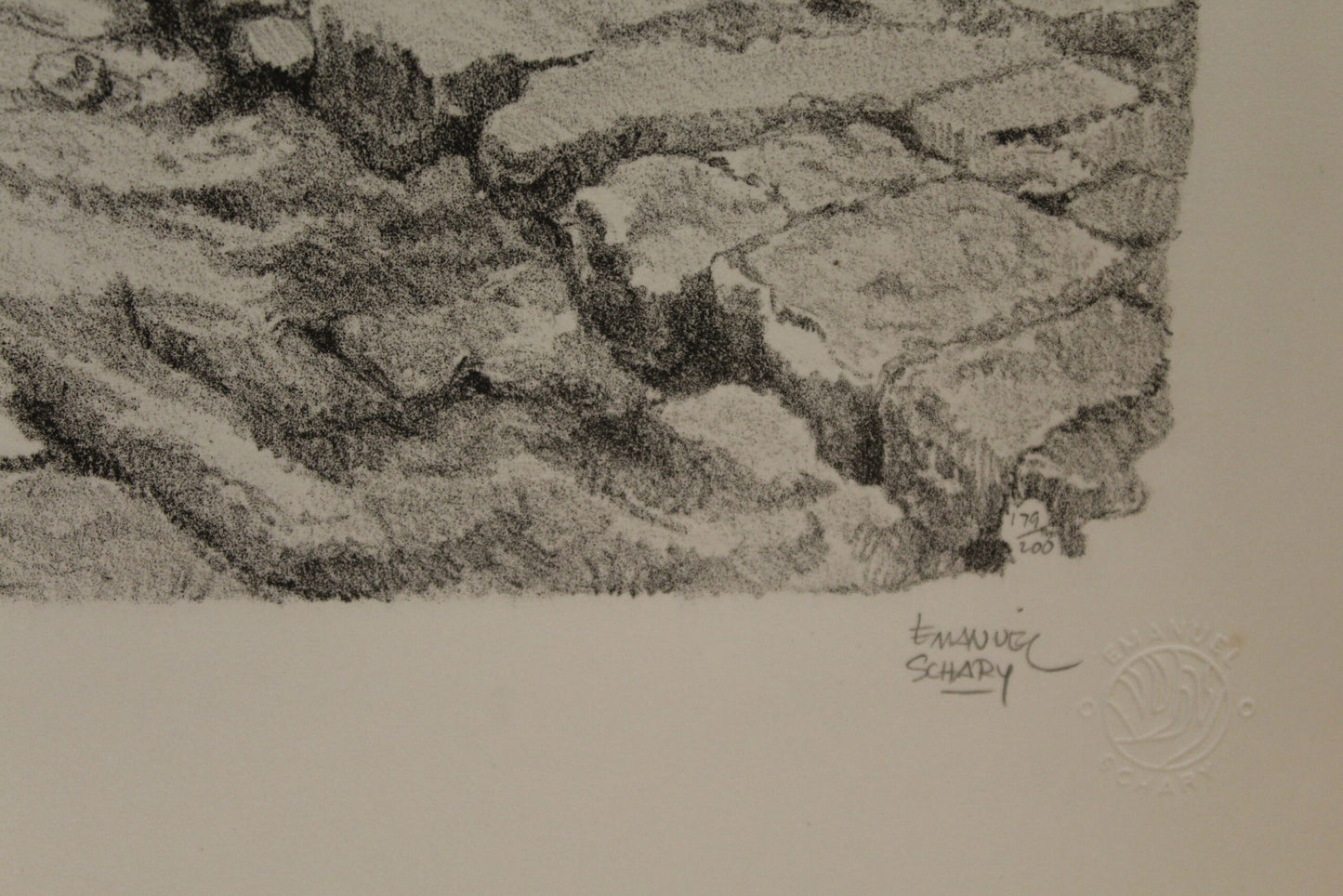 Safad in Galilee by Emanuel Schary Black and White Lithograph 14 x 18