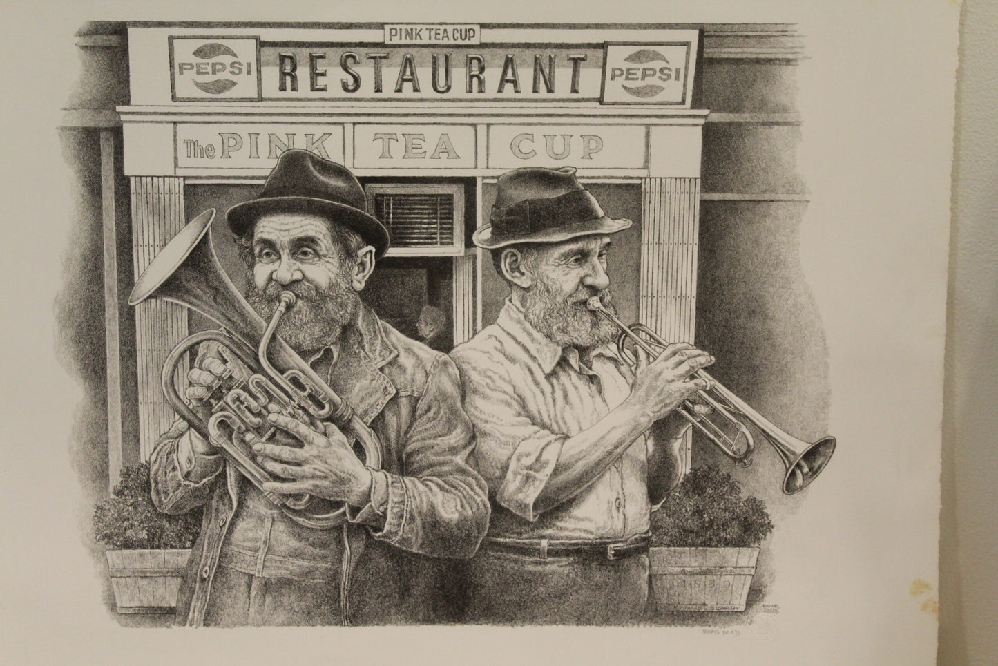 Brass Band by Emanuel Schary Black and White Lithograph 18 x 14