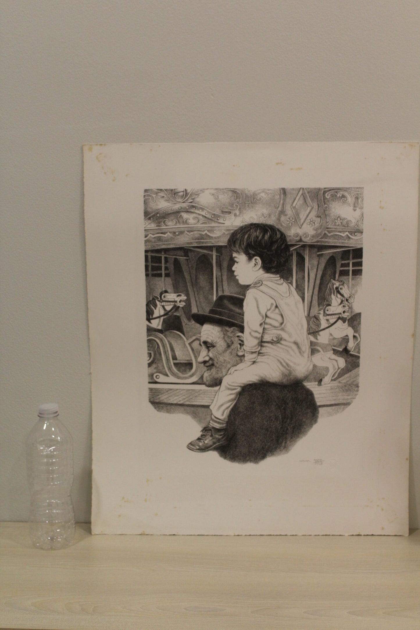 Carousel by Emanuel Schary Black and White Lithograph 12 x 16