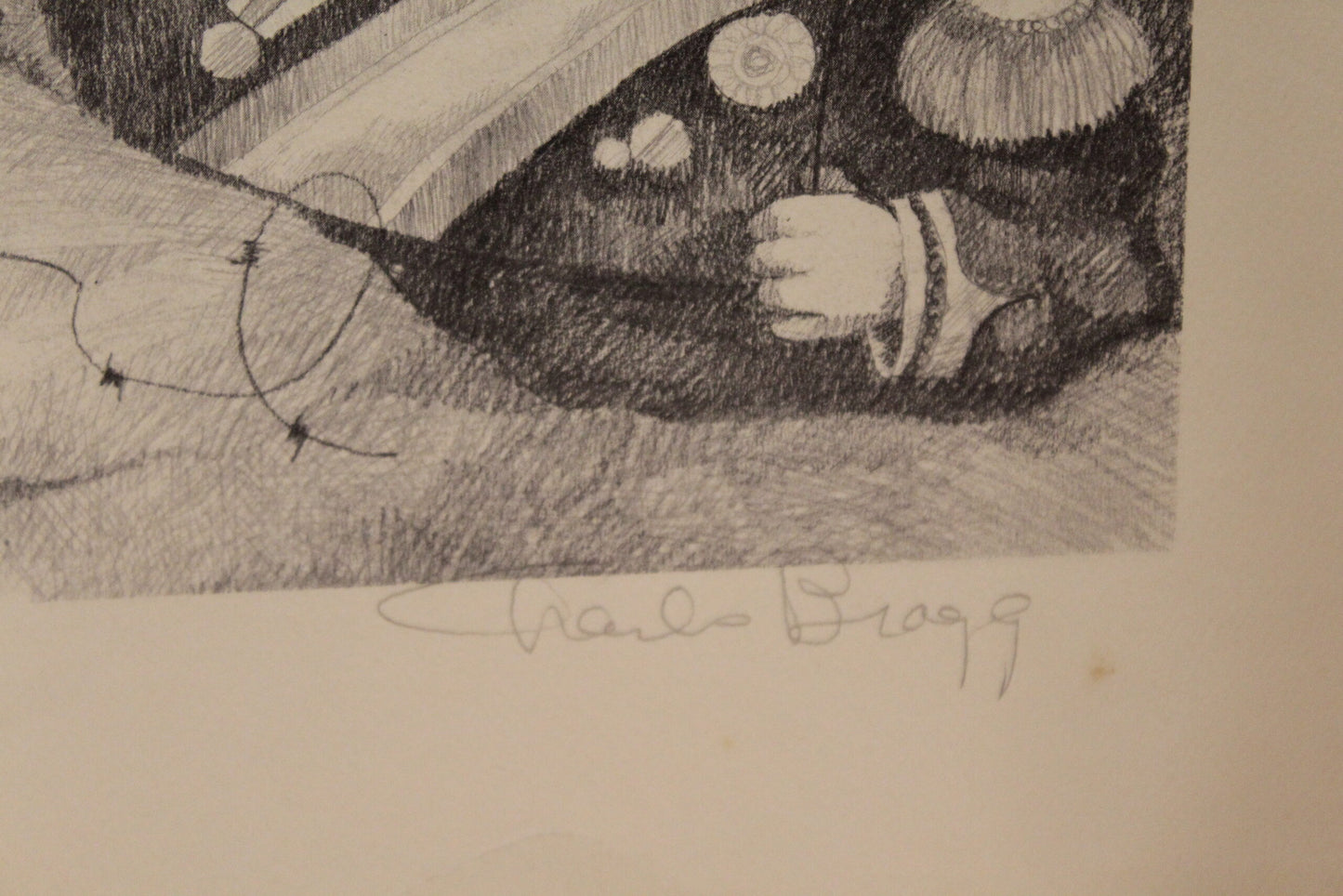 Nifao  DMZ signed by Charles Bragg Monochromaric Charles Bragg Signed Lithograph “DMZ” – Limited Edition Satirical Fine Art Print, Collectible Wall Decor, 20"x14"