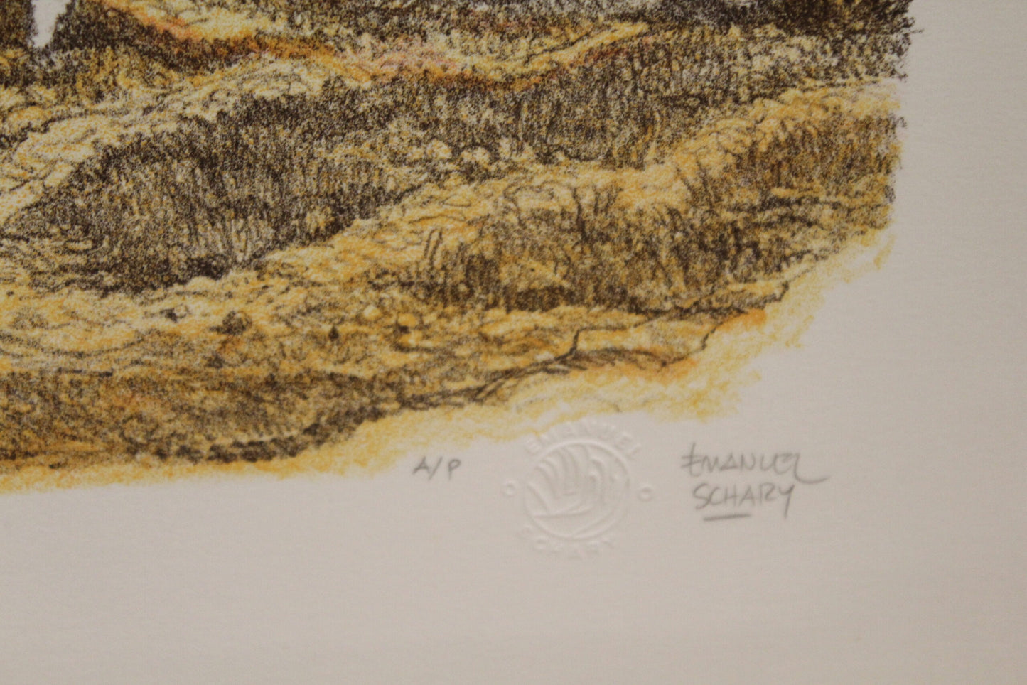 Nifao Emanuel Schary “Zion” Colored Lithograph – Judaica Fine Art Print with Vibrant Townscape & Nature Scene, Collectible Wall Decor 18 x 14