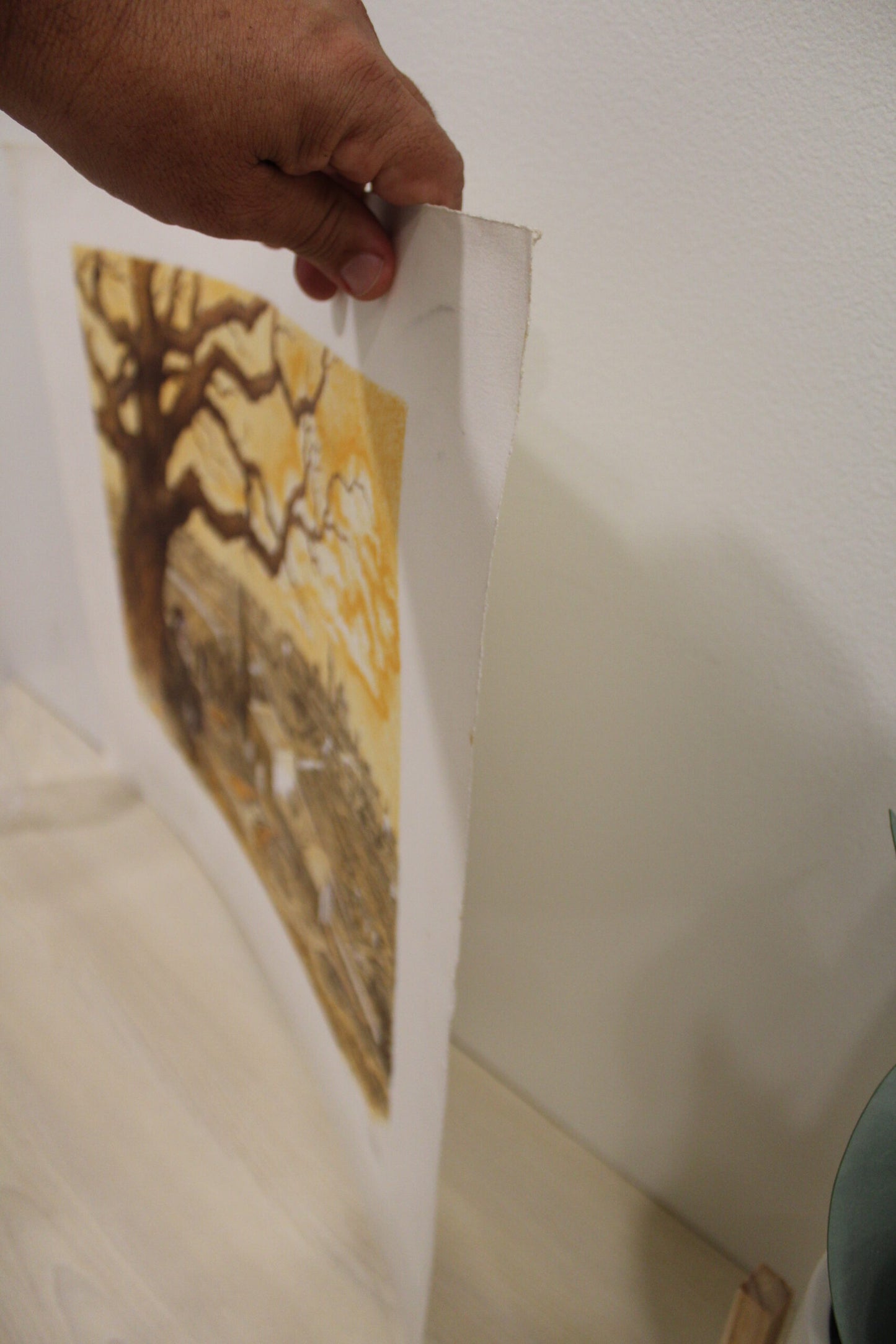 Nifao Emanuel Schary “Zion” Colored Lithograph – Judaica Fine Art Print with Vibrant Townscape & Nature Scene, Collectible Wall Decor 18 x 14