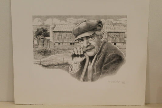 Nifao Emanuel Schary “Grow Old Along With Me, The Best is Yet To Come” Lithograph – Black & White Fine Art Print of Aging & Reflection, Collectible Wall Decor 14 x 10