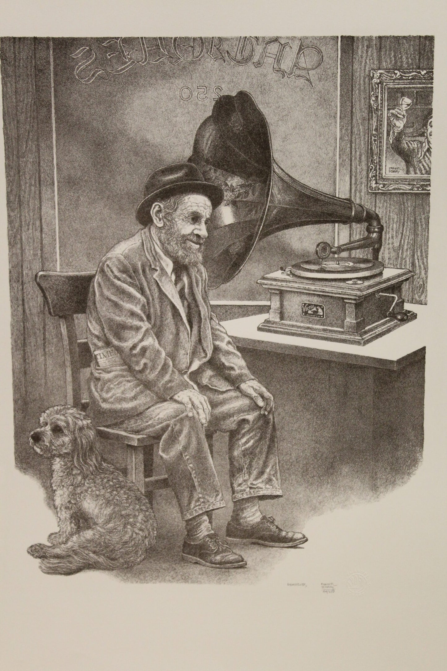 Memories by Emanuel Schary Black and White Lithograph 12 x 16