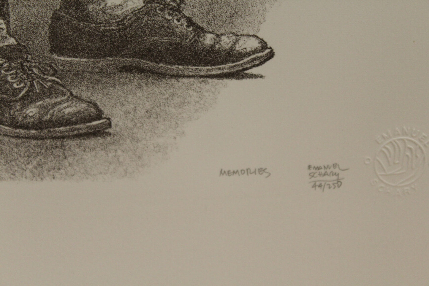 Memories by Emanuel Schary Black and White Lithograph 12 x 16
