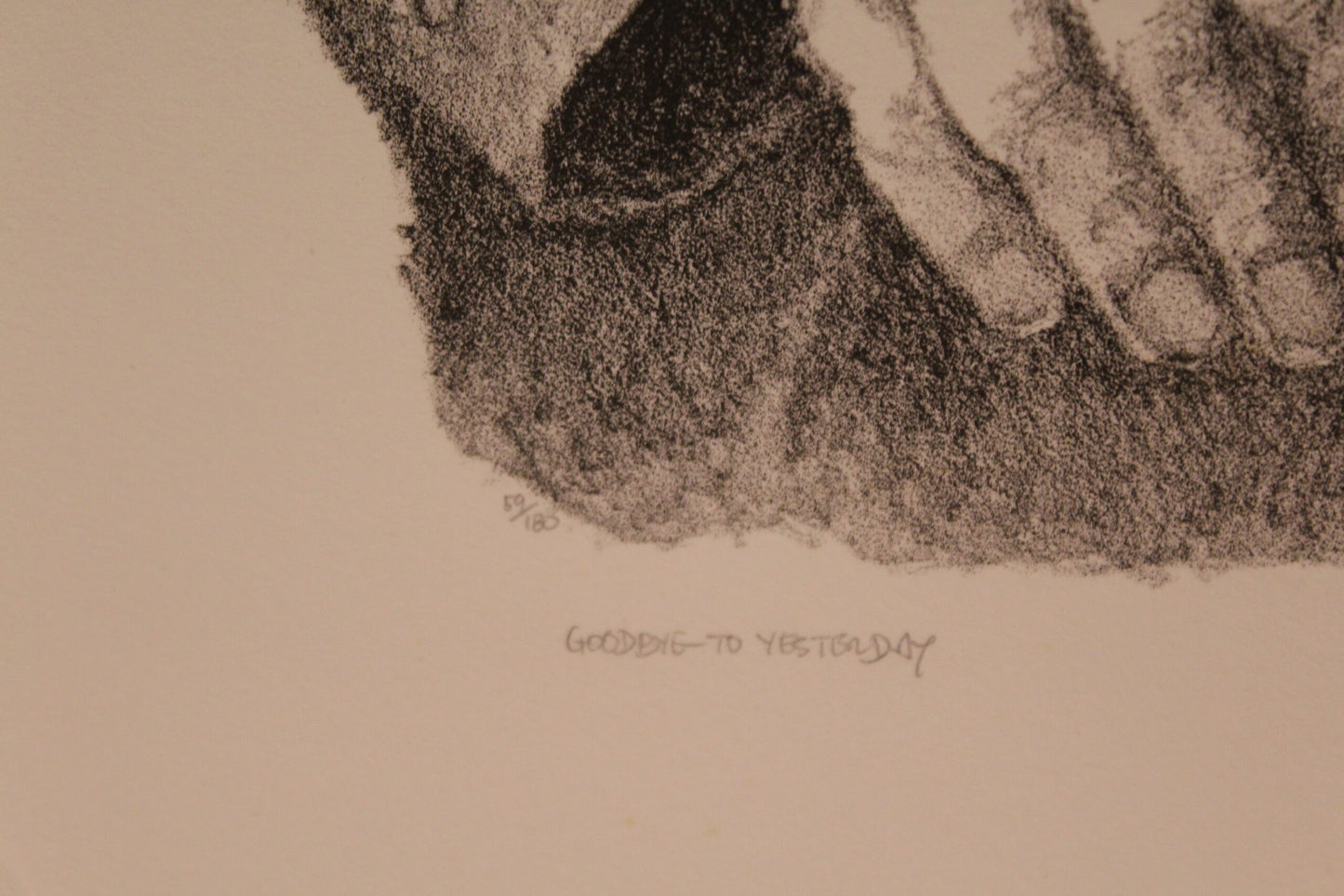 Nifao Emanuel Schary “Goodbye to Yesterday” Lithograph – Black & White Judaica Fine Art, Father & Son Embrace 11 x 14