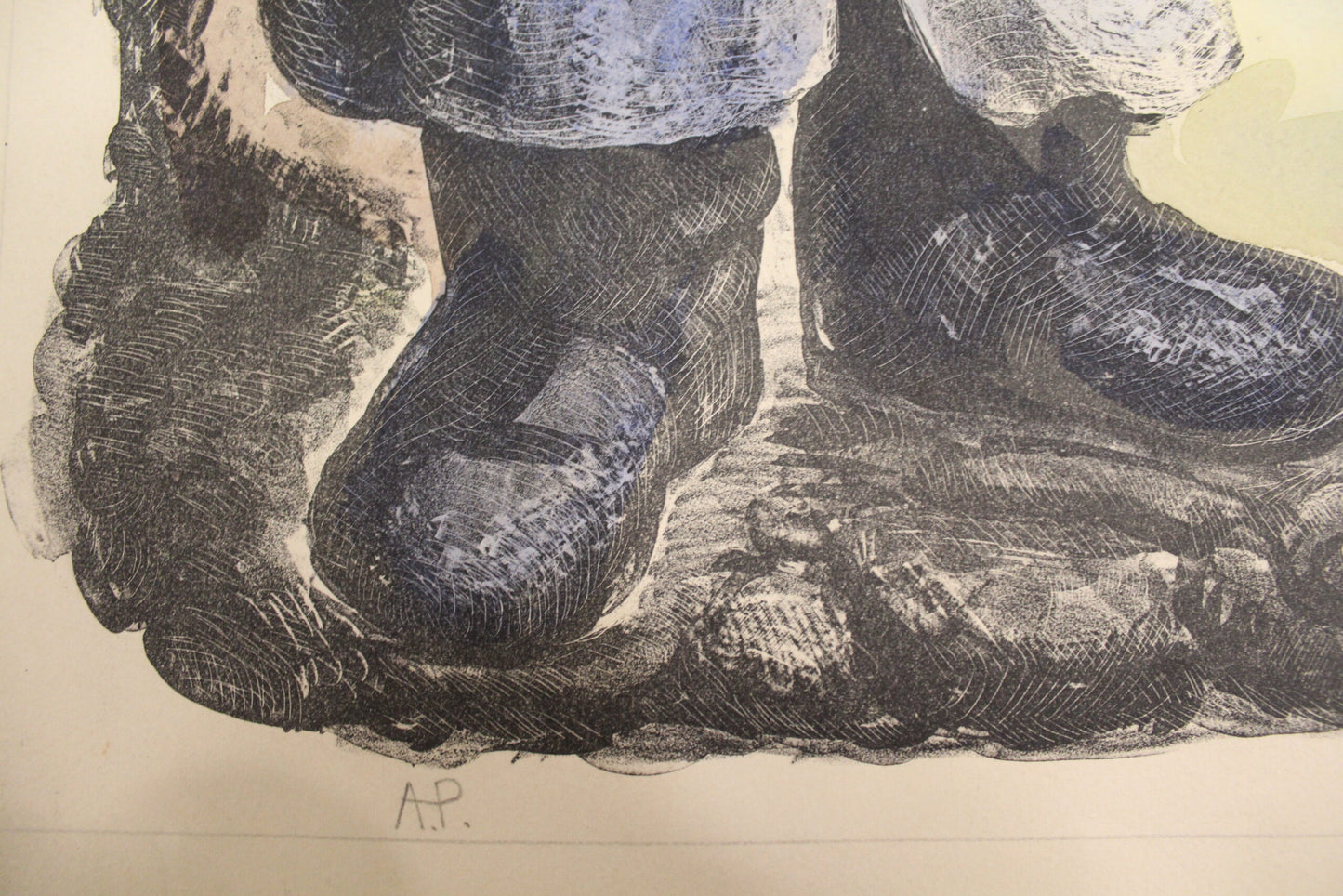 Nifao Chaim Goldberg The Violinist” Vibrant Townscape Lithograph – Expressive Judaica Fine Art Print - 20 x 28