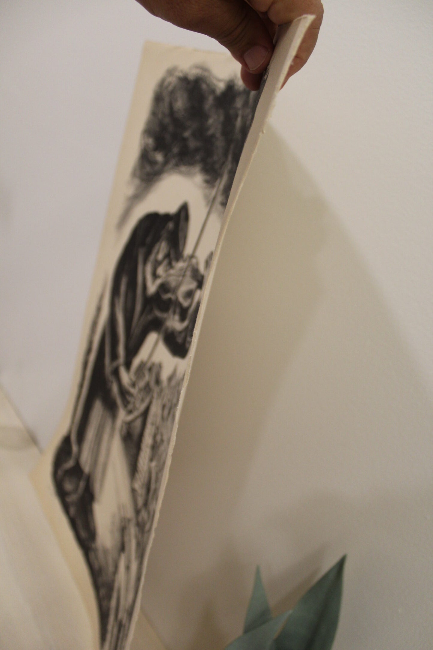 Nifao Chaim Goldberg “Monochrome Violinist” Lithograph – Soulful Judaica Fine Art Print, Musician in Townscape - 20 x 28