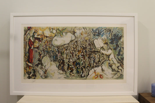 Marc Chagall Painting Biblical Scenes of Exodus - Authentic Marc Chagall Artwork - 36 x 19