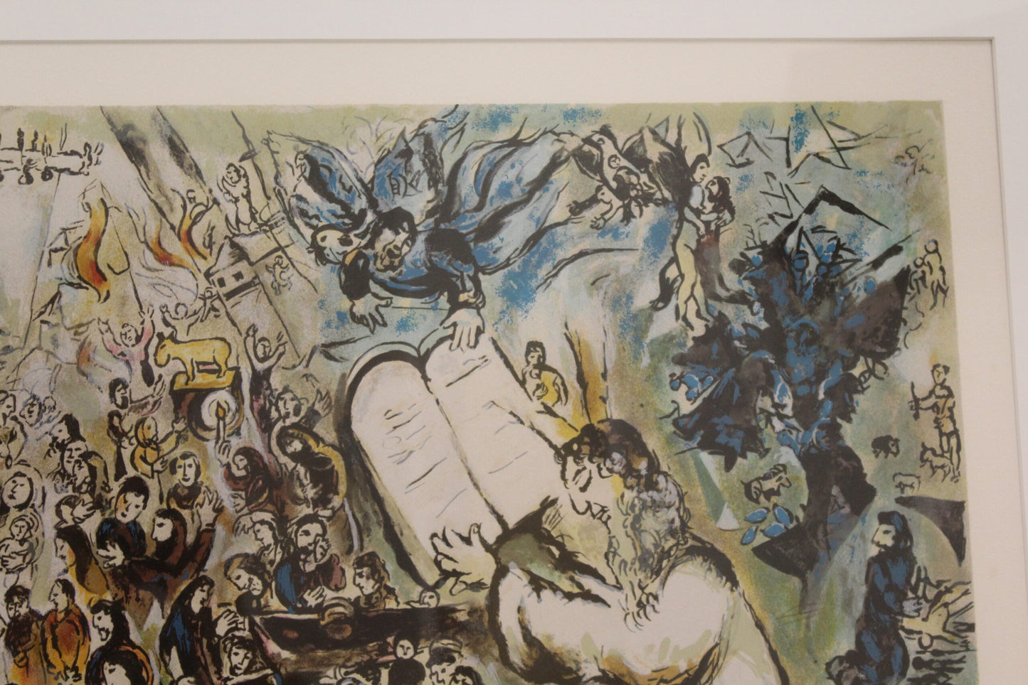 Marc Chagall Painting Biblical Scenes of Exodus - Authentic Marc Chagall Artwork - 36 x 19