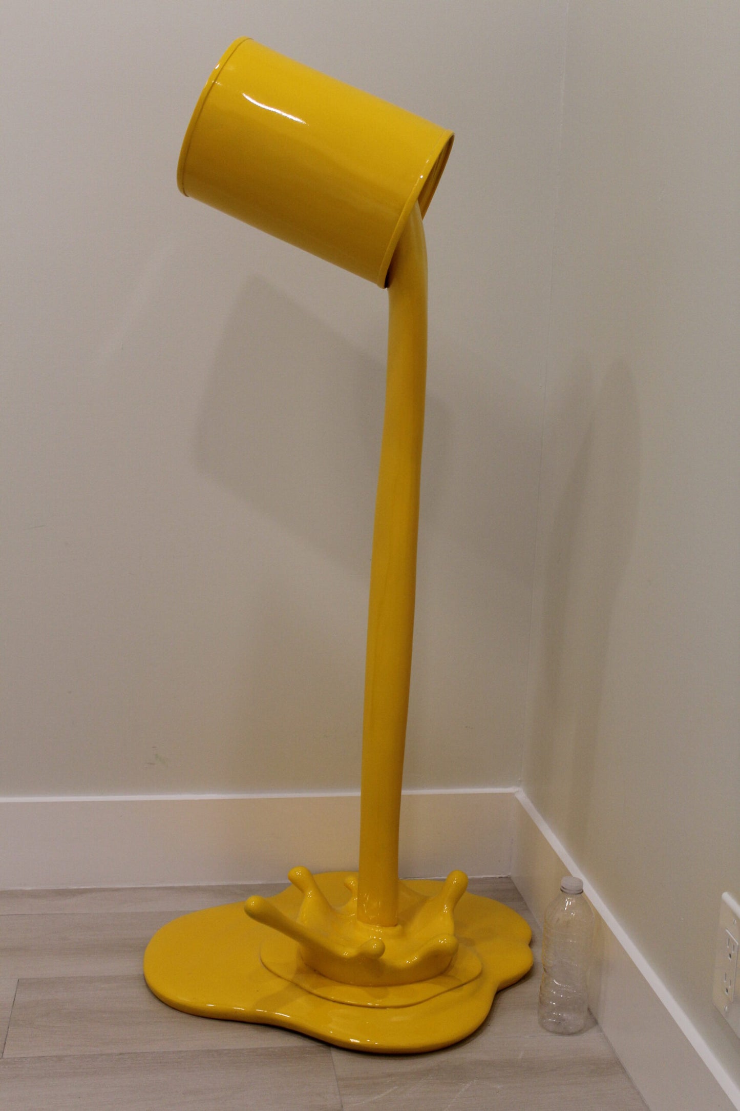 Life Sized Modern Yellow Pouring Paint Tin Resin Statue 25" x 21" x 48"H