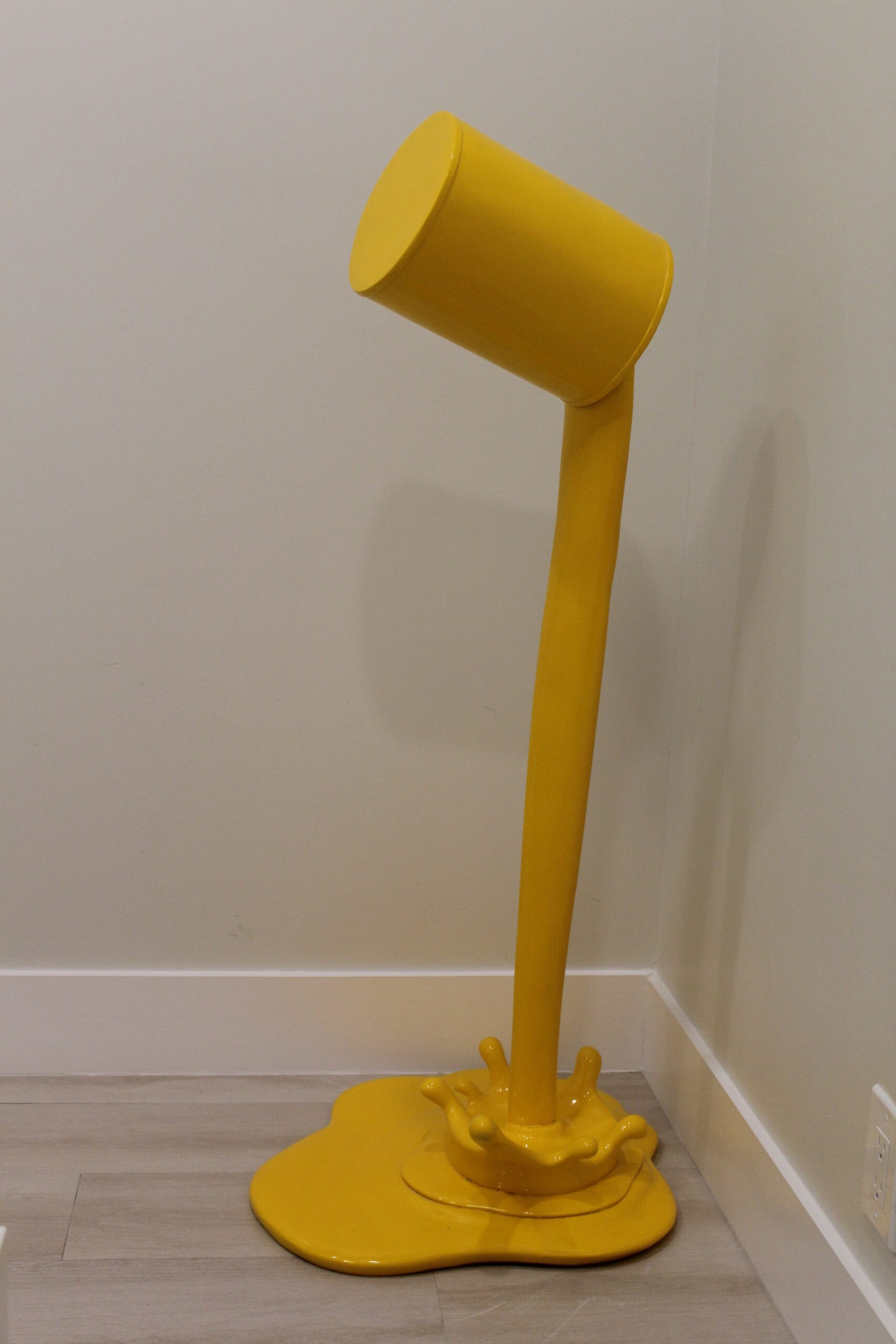 Life Sized Modern Yellow Pouring Paint Tin Resin Statue 25" x 21" x 48"H