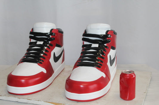 Oversized Red and White Nike Dunk Resin Statue 19" x 7" x 12"H