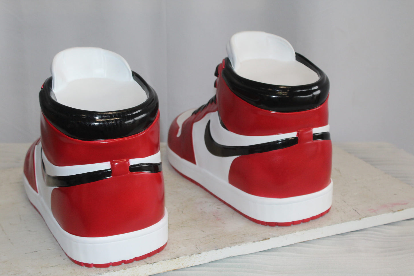 Oversized Red and White Nike Dunk Resin Statue 19" x 7" x 12"H
