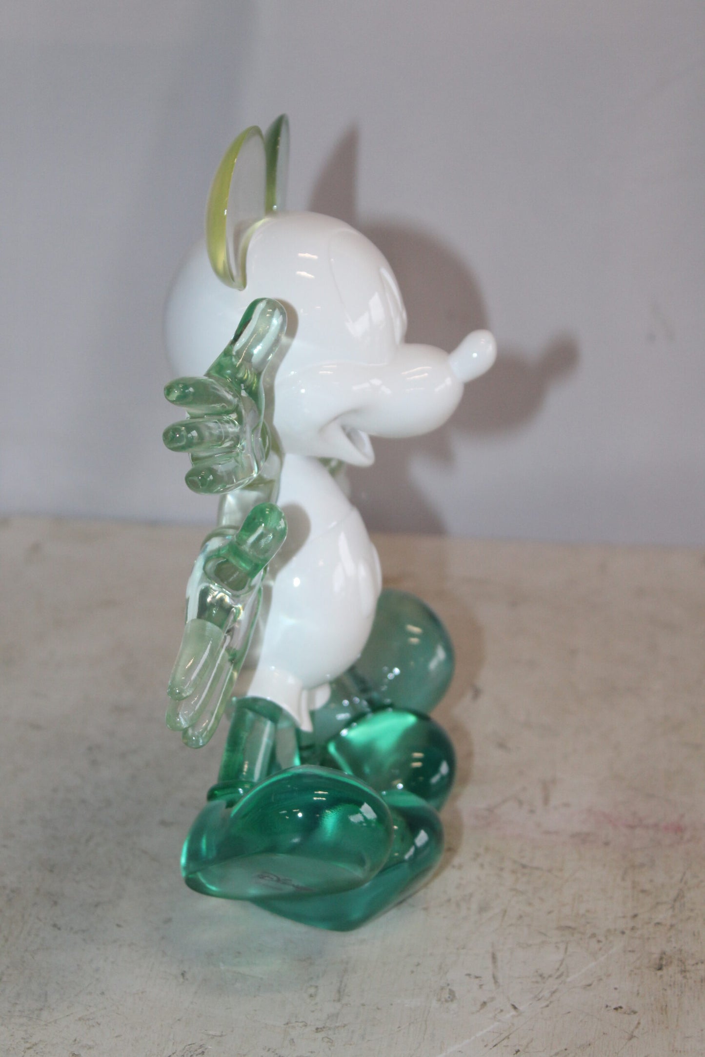 Transparent Resin Mickey Mouse in Motion Sculpture 13" x 5" x 12"H