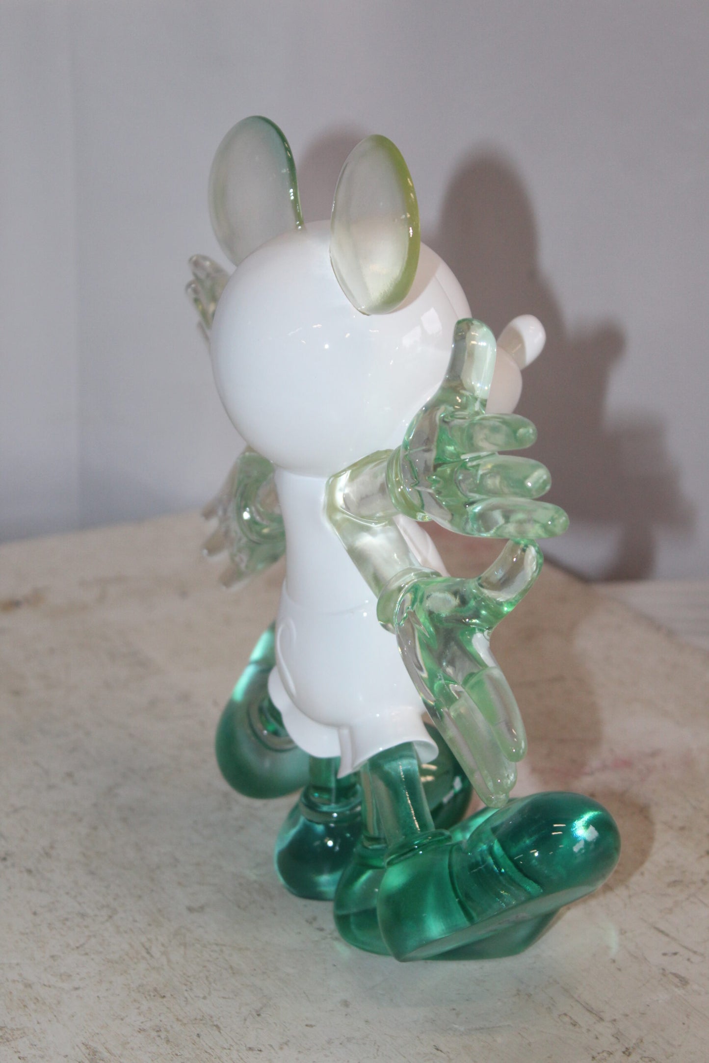 Transparent Resin Mickey Mouse in Motion Sculpture 13" x 5" x 12"H
