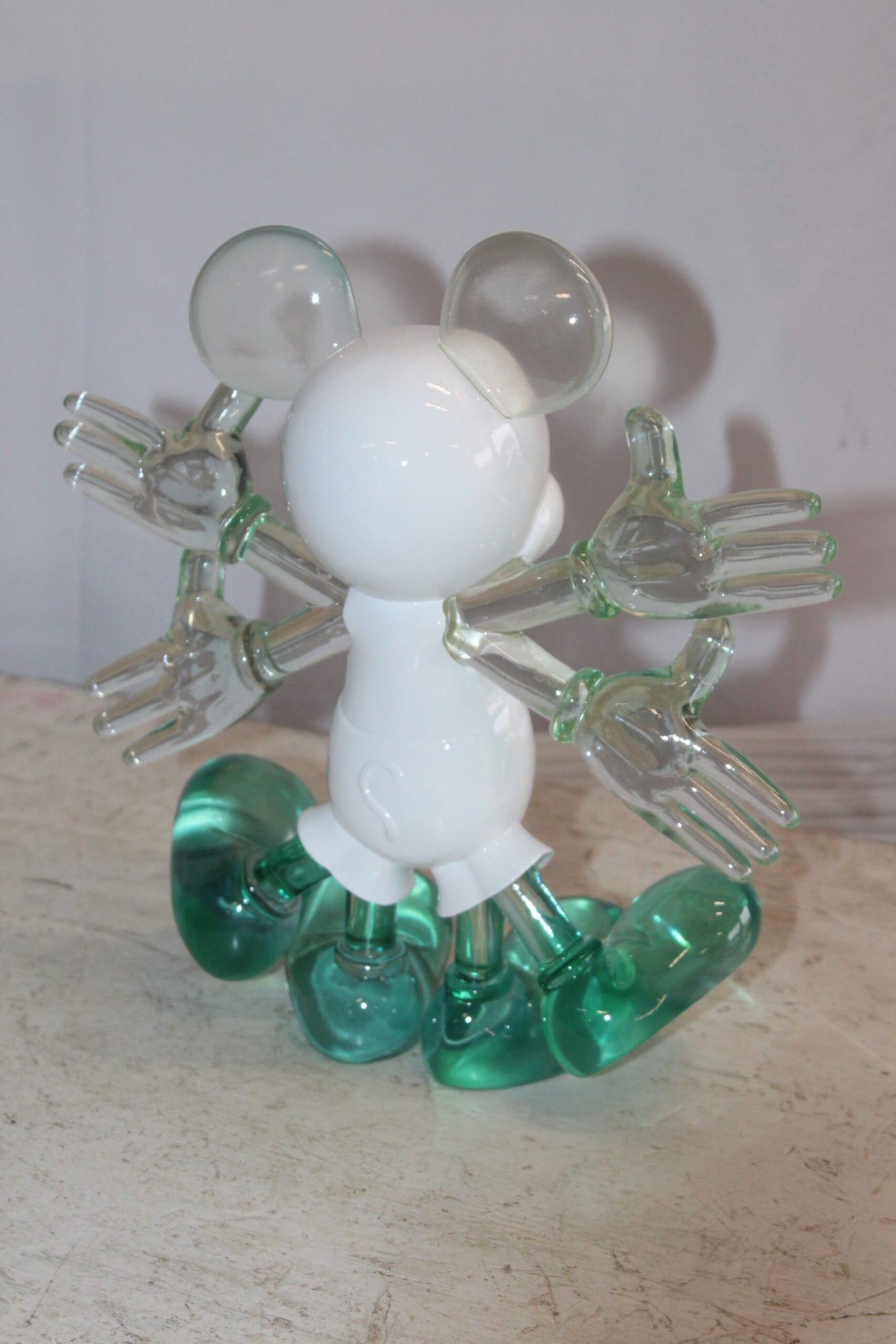 Transparent Resin Mickey Mouse in Motion Sculpture 13" x 5" x 12"H