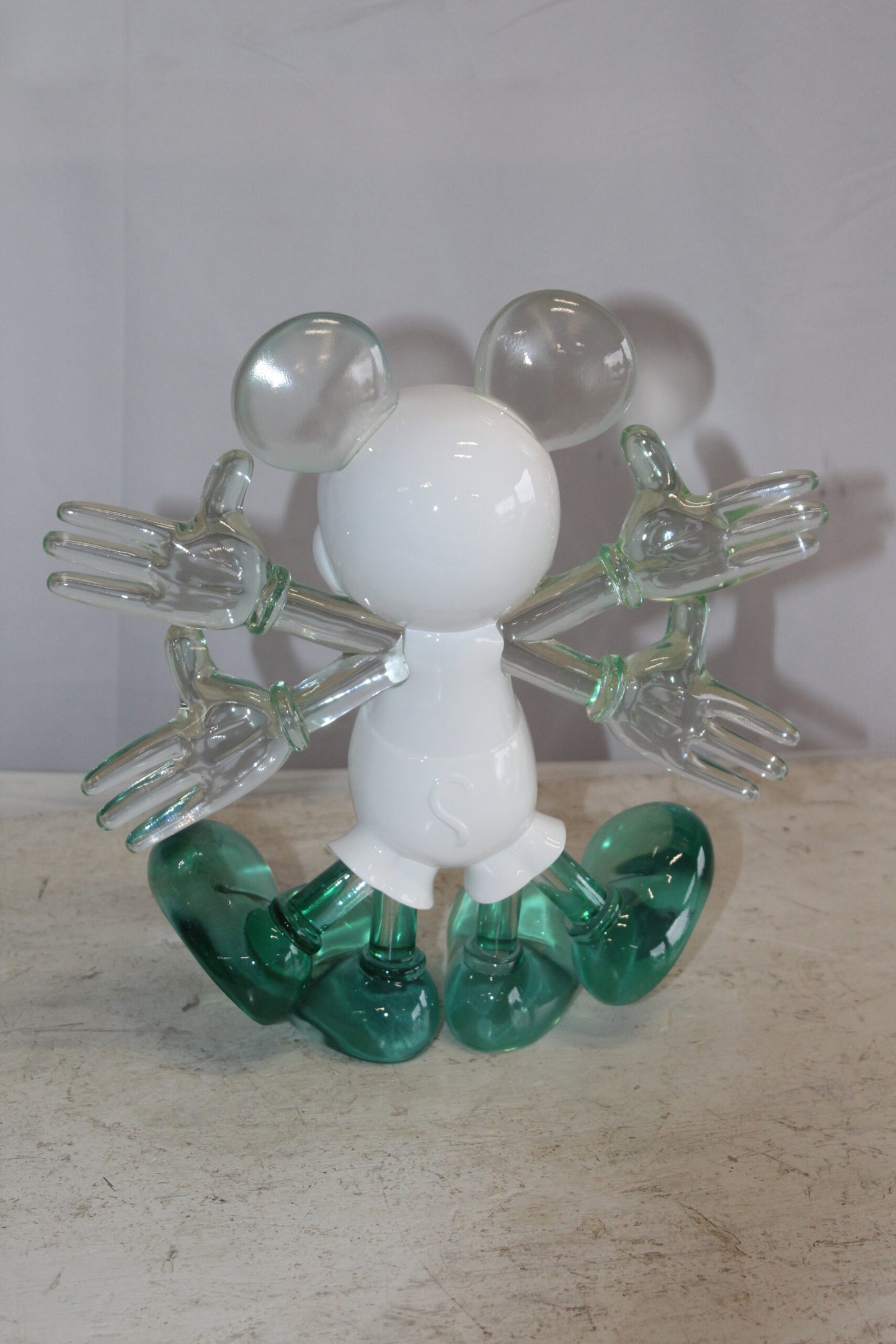 Transparent Resin Mickey Mouse in Motion Sculpture 13" x 5" x 12"H