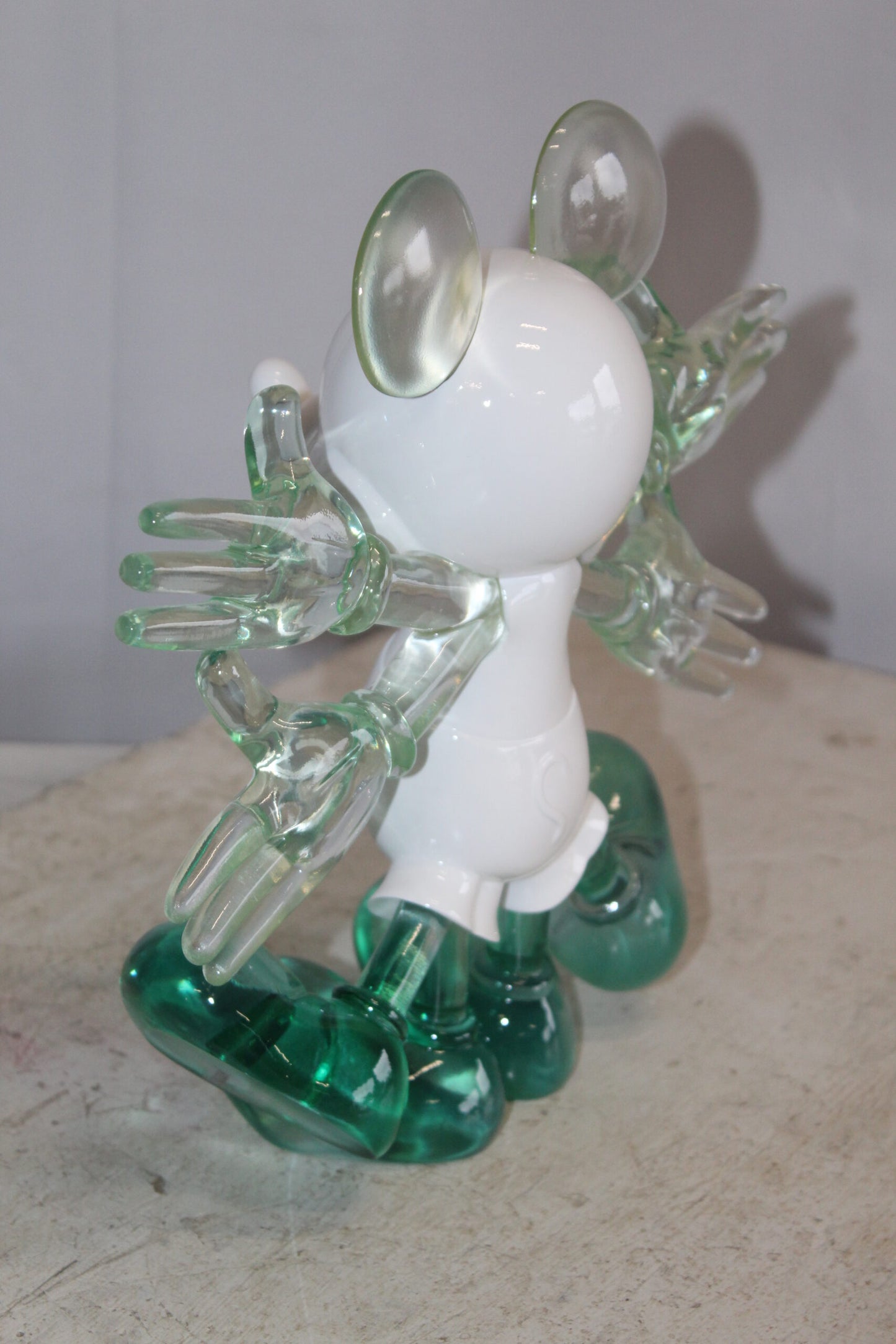 Transparent Resin Mickey Mouse in Motion Sculpture 13" x 5" x 12"H