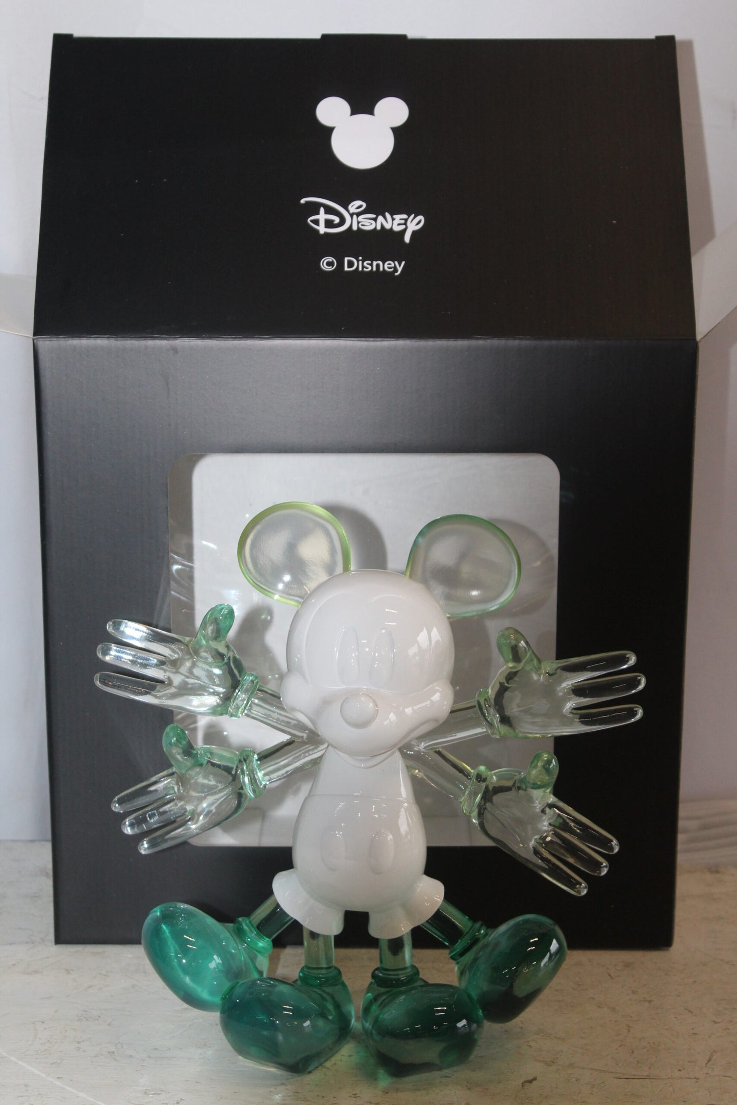 Transparent Resin Mickey Mouse in Motion Sculpture 13" x 5" x 12"H