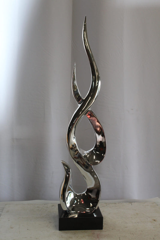 Silver Abstract Intertwined Resin Statue on Marble Base 9" x 7" x 38"H