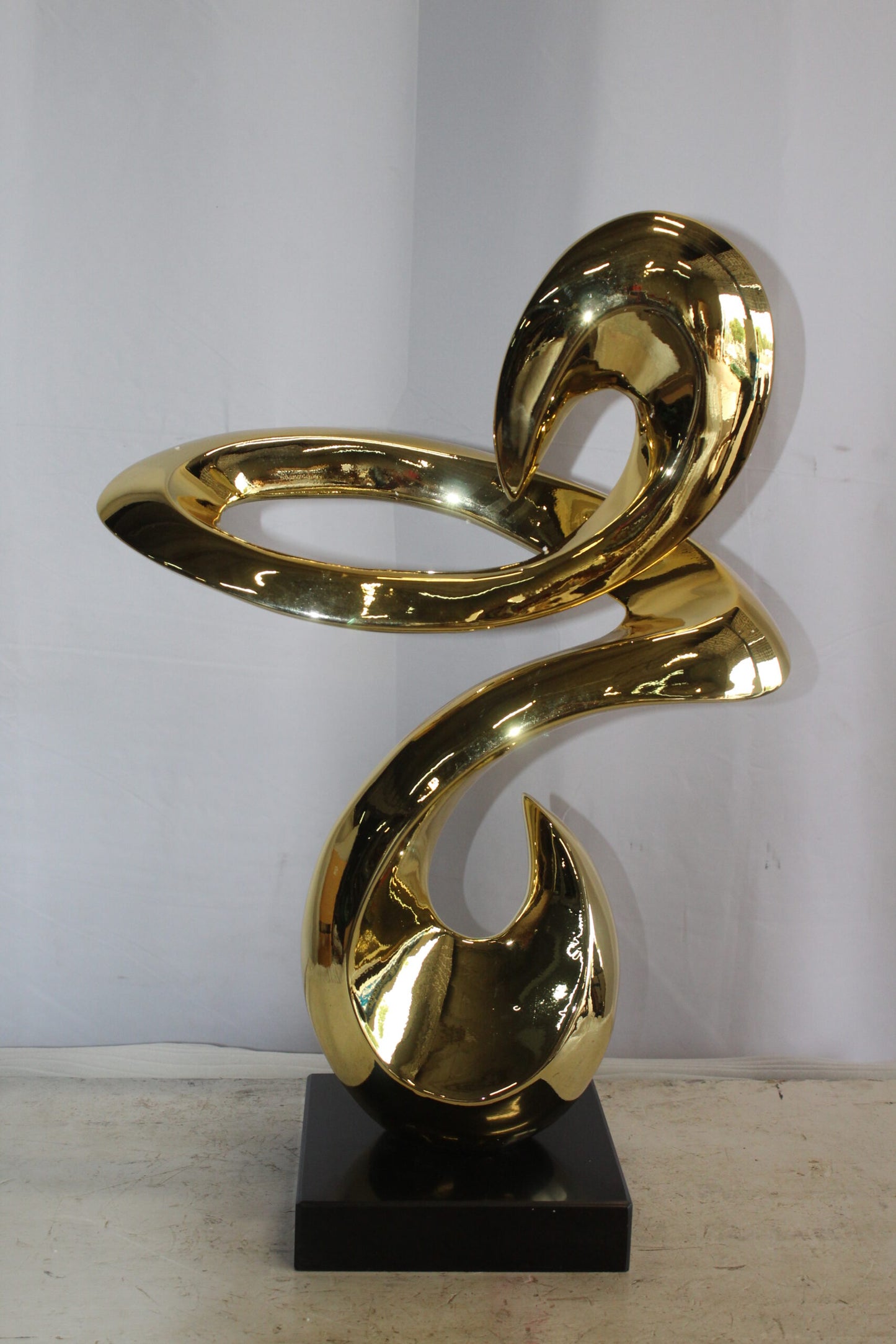 Gold Contemporary Resin Statue on Marble Base 19" x 9" x 27"H