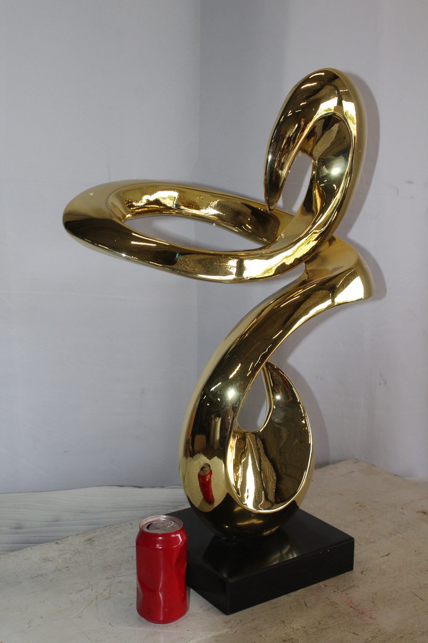 Gold Contemporary Resin Statue on Marble Base 19" x 9" x 27"H