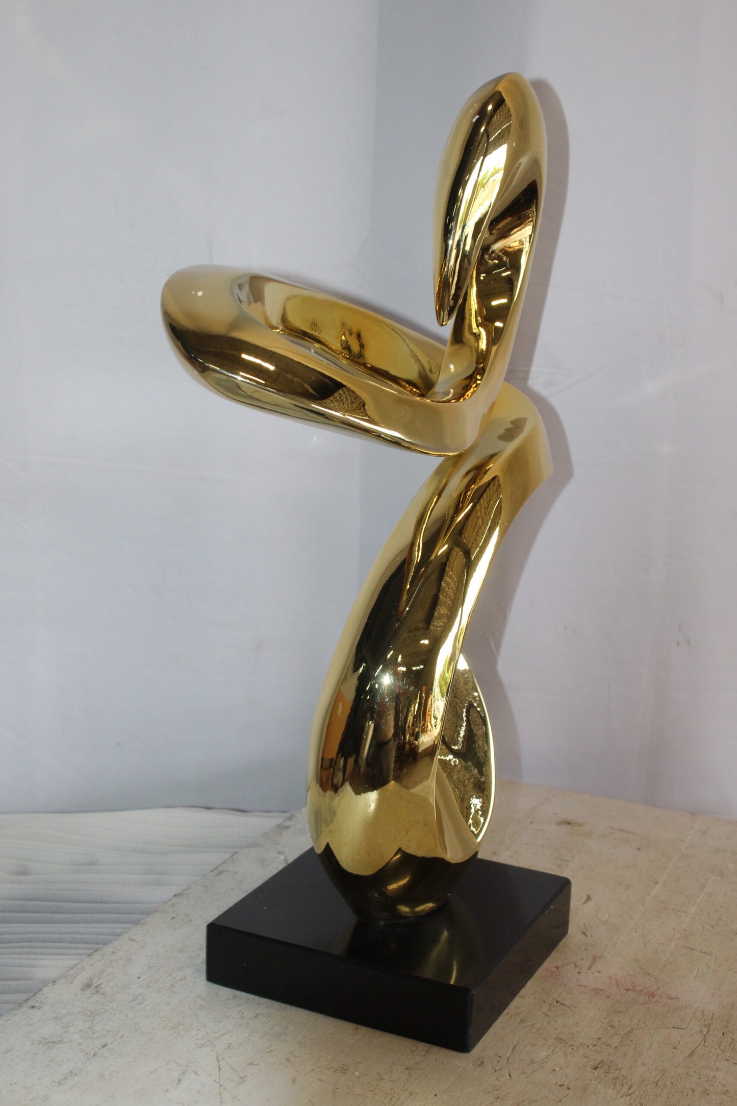 Gold Contemporary Resin Statue on Marble Base 19" x 9" x 27"H