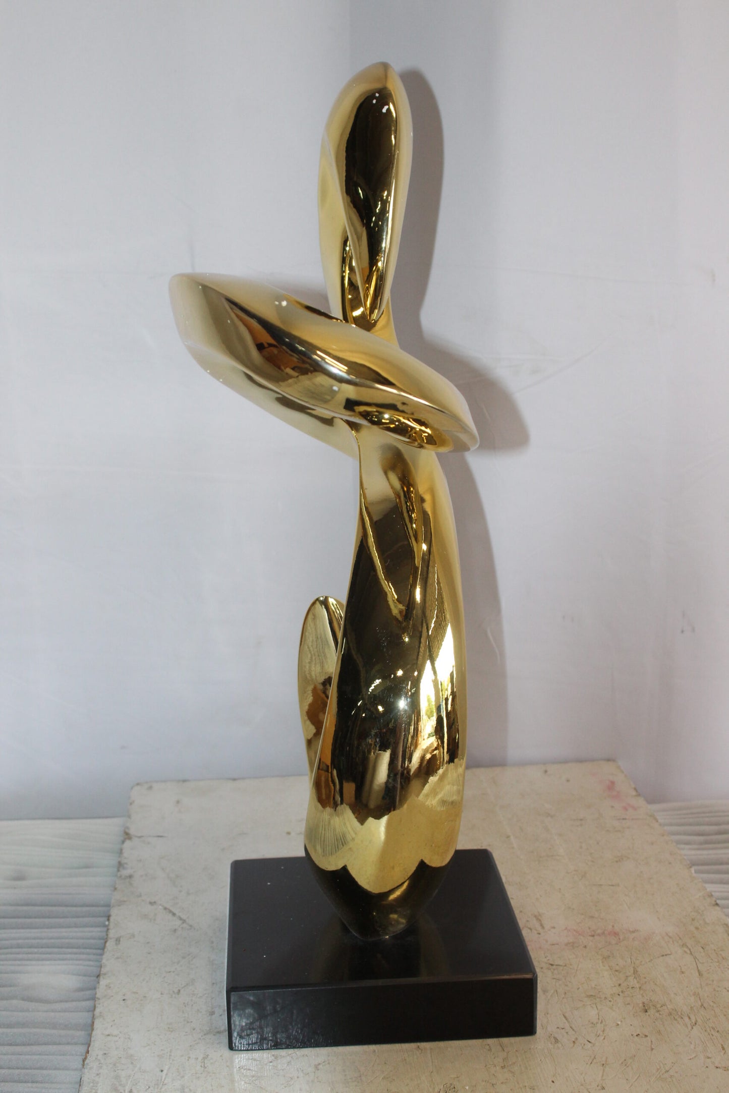 Gold Contemporary Resin Statue on Marble Base 19" x 9" x 27"H