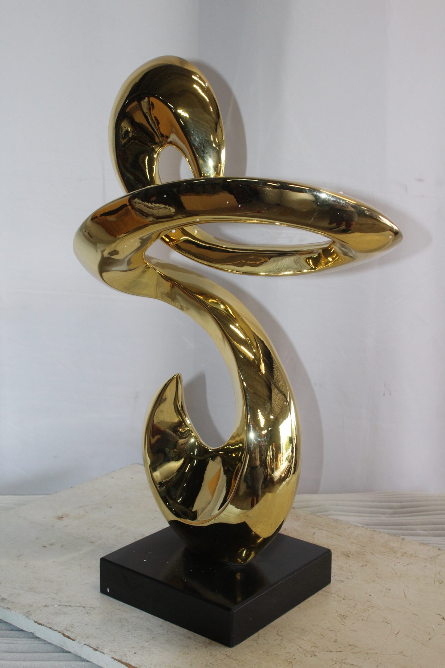 Gold Contemporary Resin Statue on Marble Base 19" x 9" x 27"H