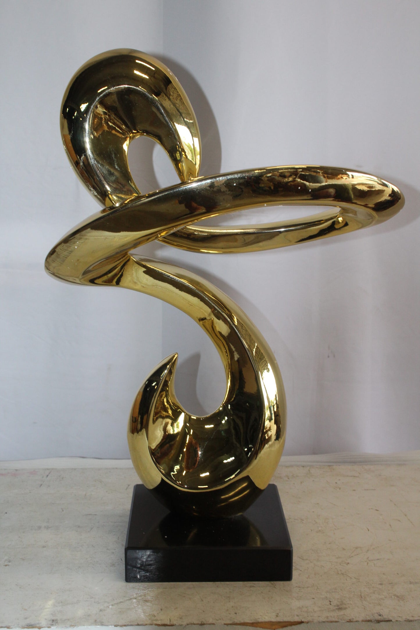 Gold Contemporary Resin Statue on Marble Base 19" x 9" x 27"H