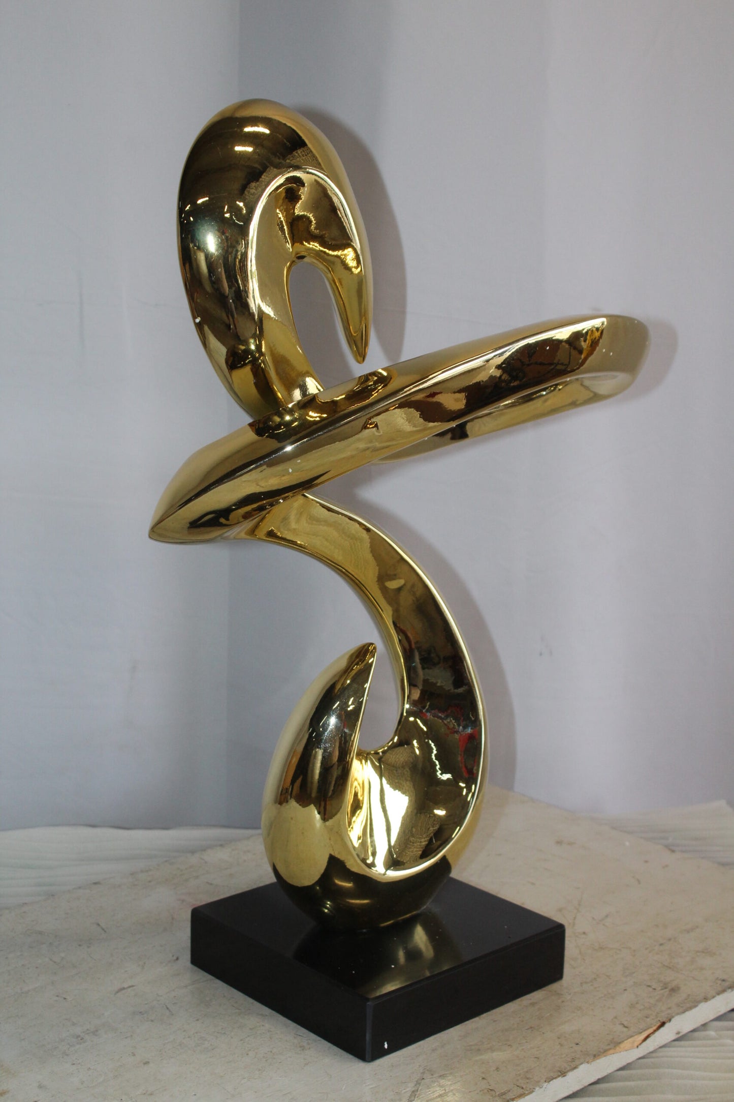 Gold Contemporary Resin Statue on Marble Base 19" x 9" x 27"H