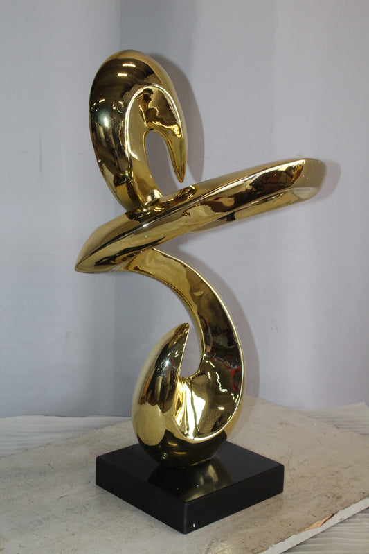 Gold Contemporary Resin Statue on Marble Base 19" x 9" x 27"H