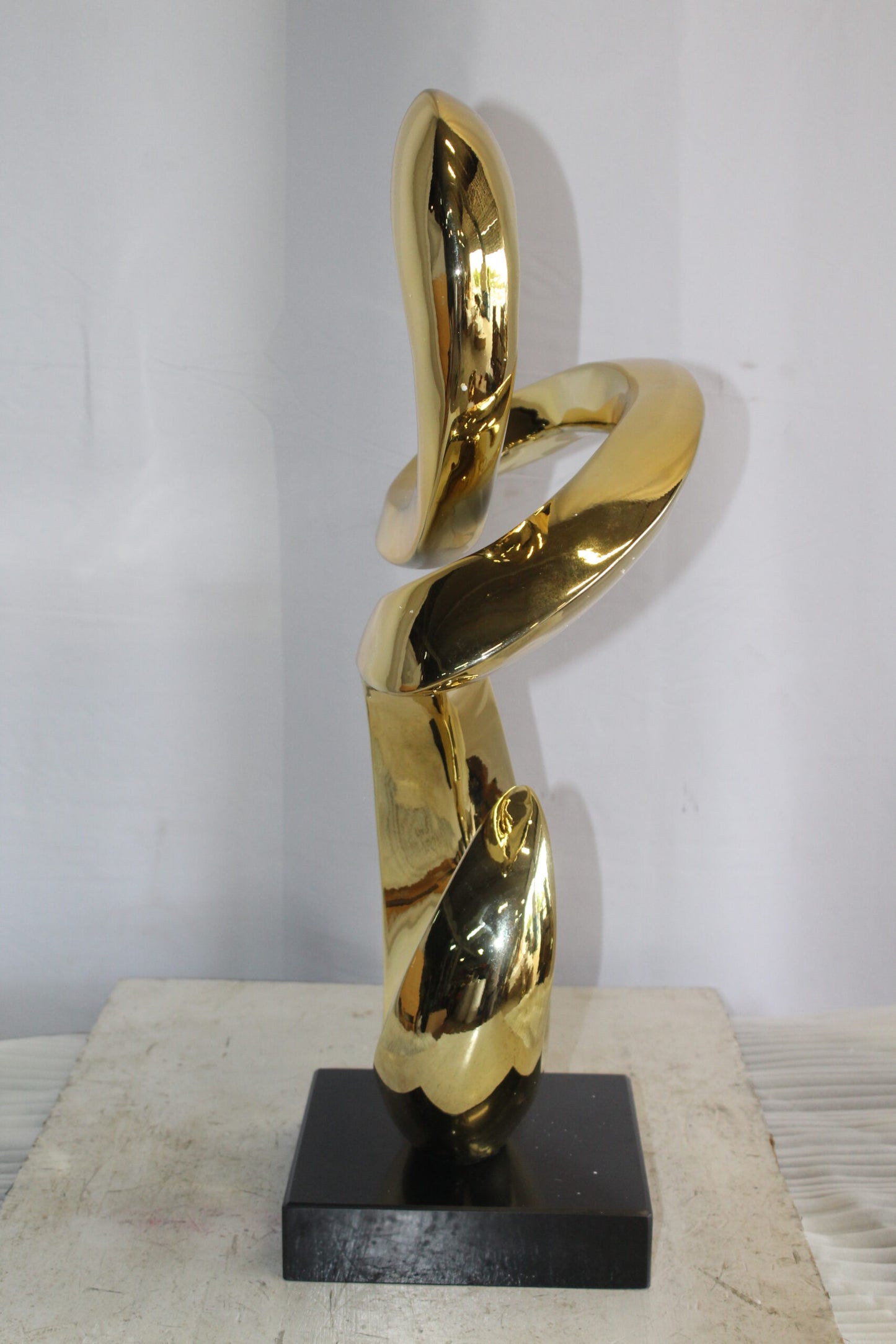 Gold Contemporary Resin Statue on Marble Base 19" x 9" x 27"H