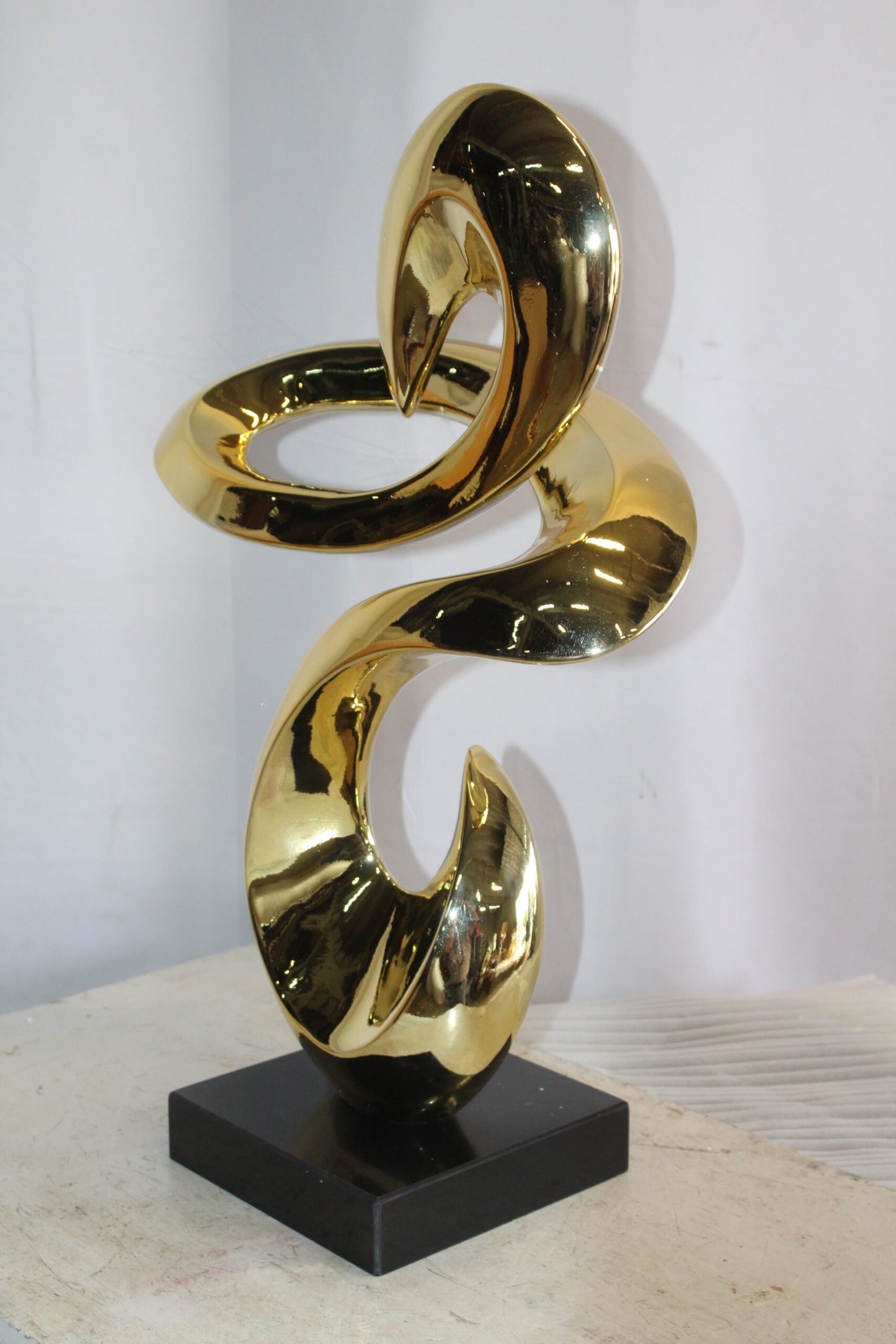 Gold Contemporary Resin Statue on Marble Base 19" x 9" x 27"H