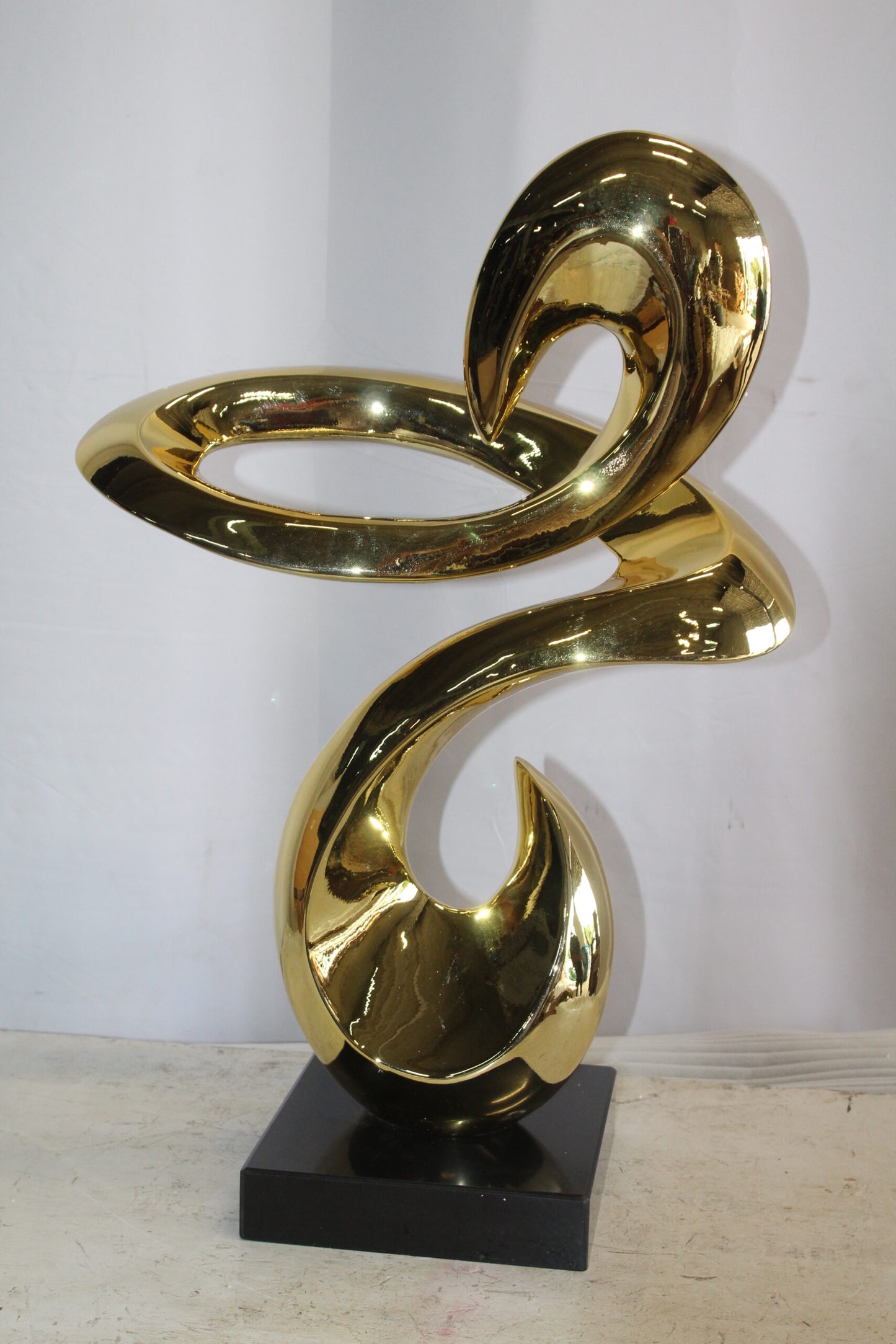 Gold Contemporary Resin Statue on Marble Base 19" x 9" x 27"H