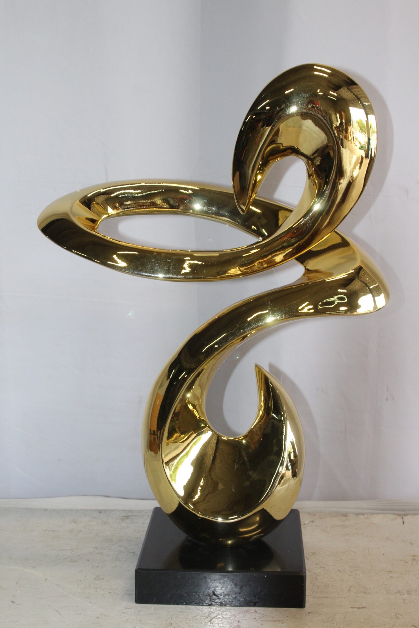Gold Contemporary Resin Statue on Marble Base 19" x 9" x 27"H