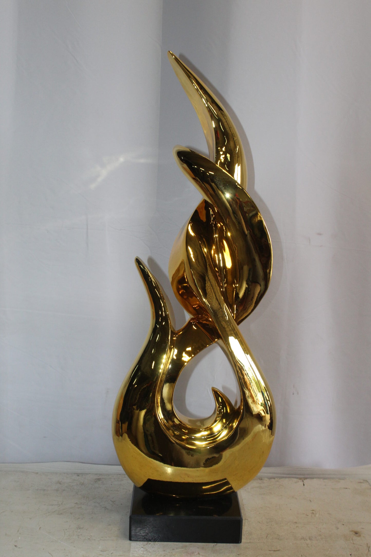 Gold Modern and Abstract Resin Statue on Marble Base 12" x 8" x 34"H
