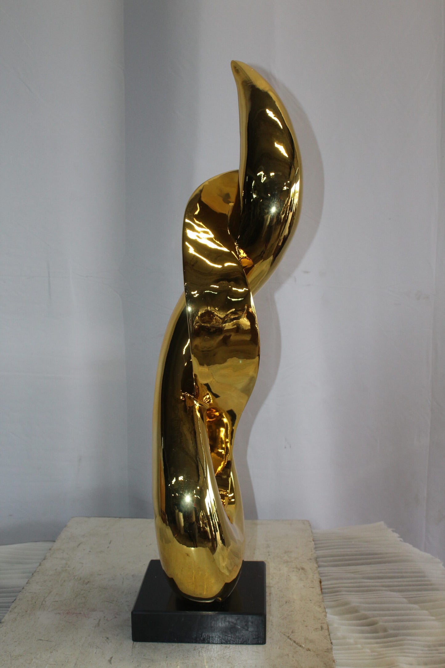Gold Modern and Abstract Resin Statue on Marble Base 12" x 8" x 34"H
