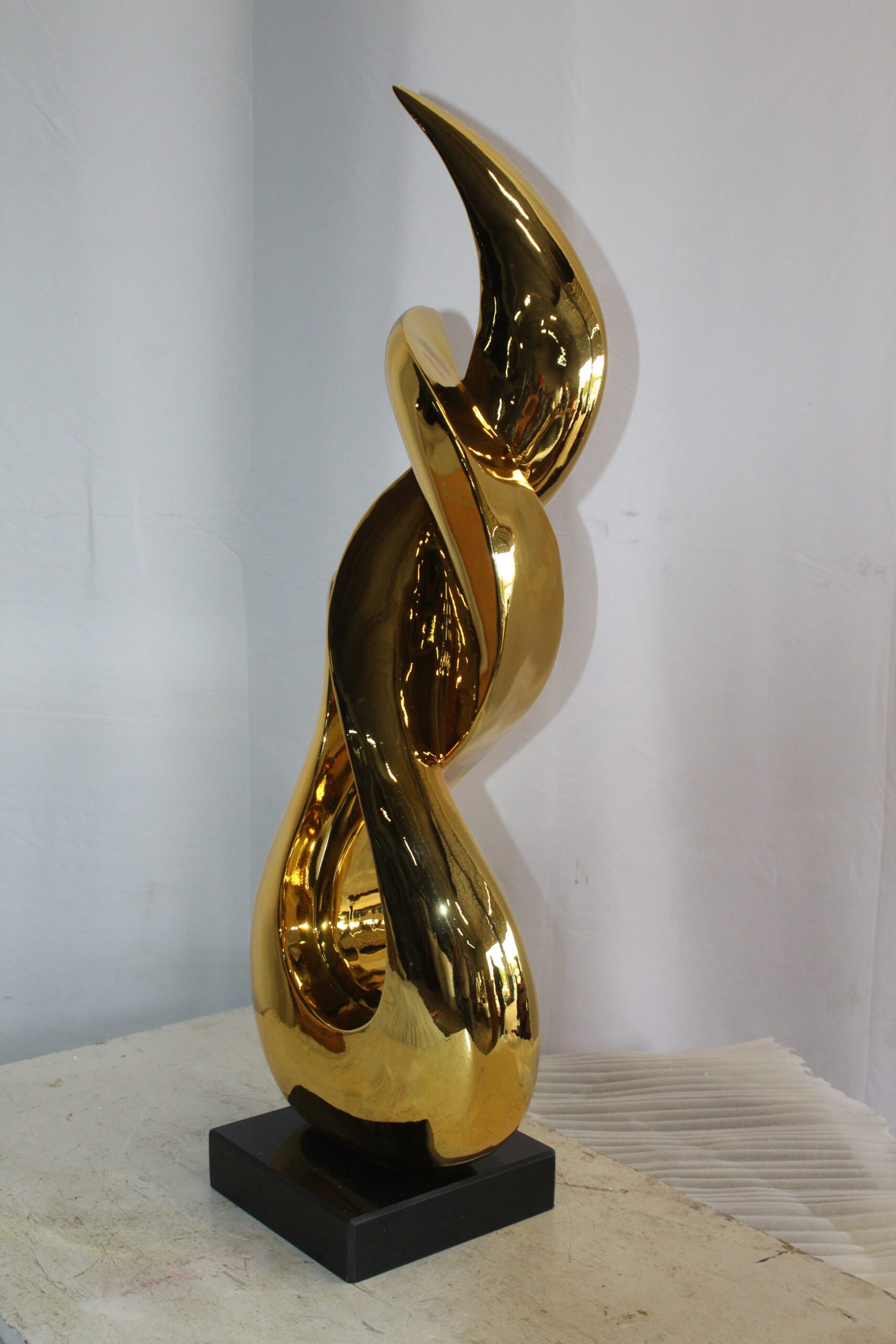Gold Modern and Abstract Resin Statue on Marble Base 12" x 8" x 34"H