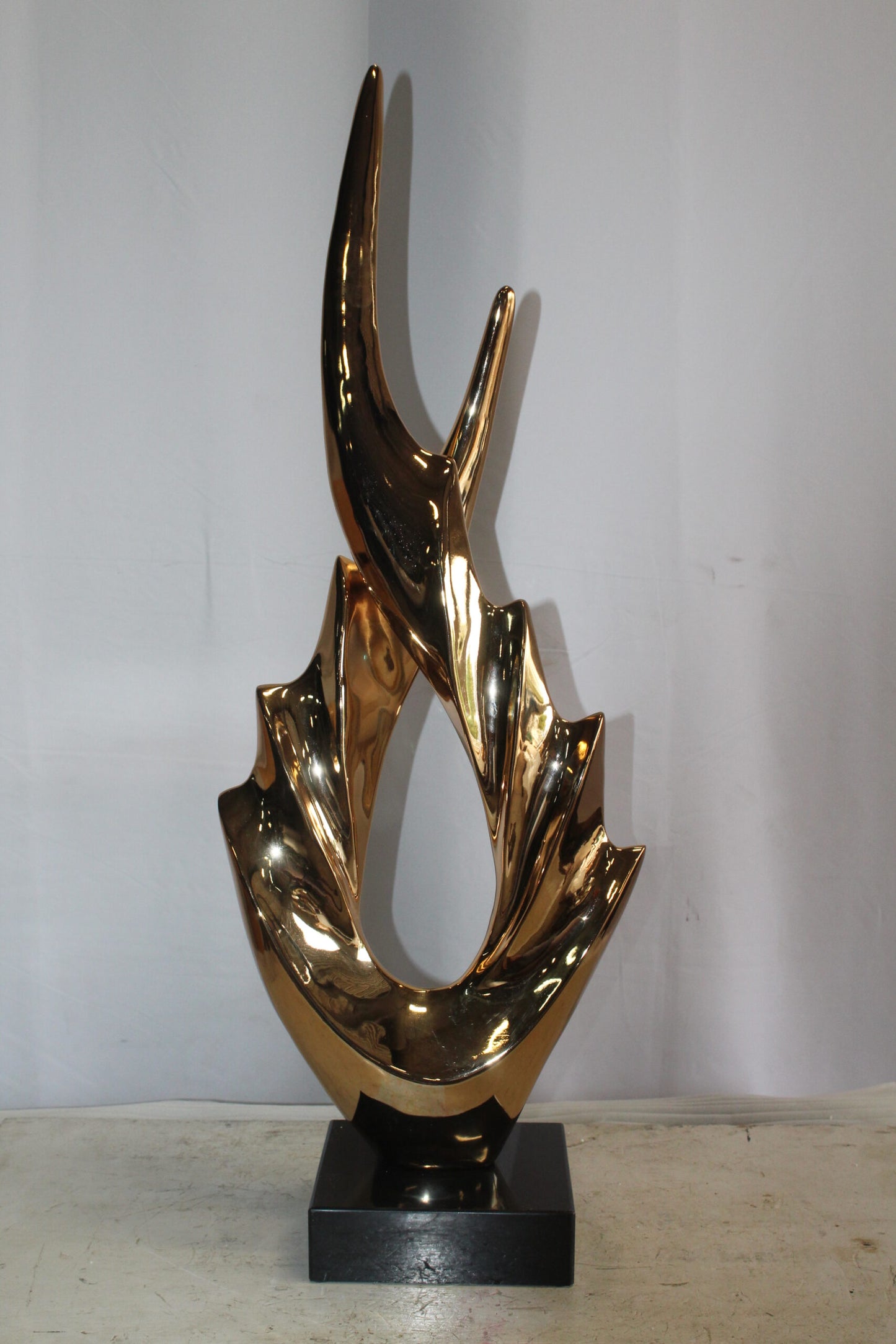 Unique Fluttering Gold Resin Statue on Marble Base 13" x 7" x 36"H