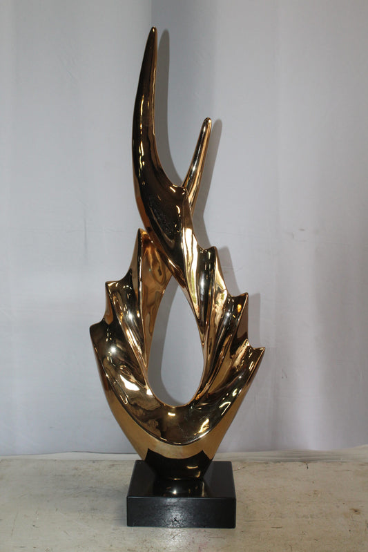 Unique Fluttering Gold Resin Statue on Marble Base 13" x 7" x 36"H