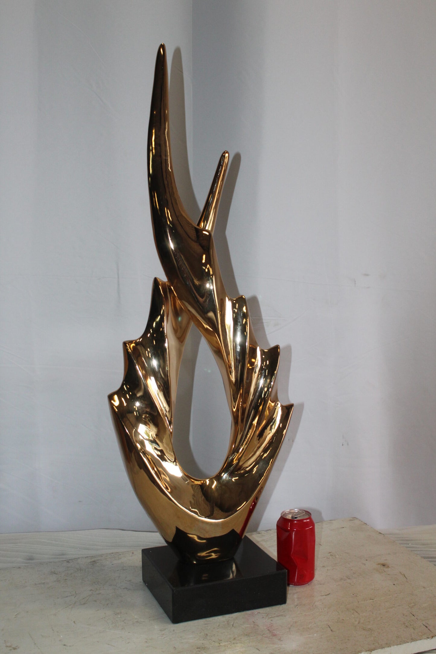 Unique Fluttering Gold Resin Statue on Marble Base 13" x 7" x 36"H