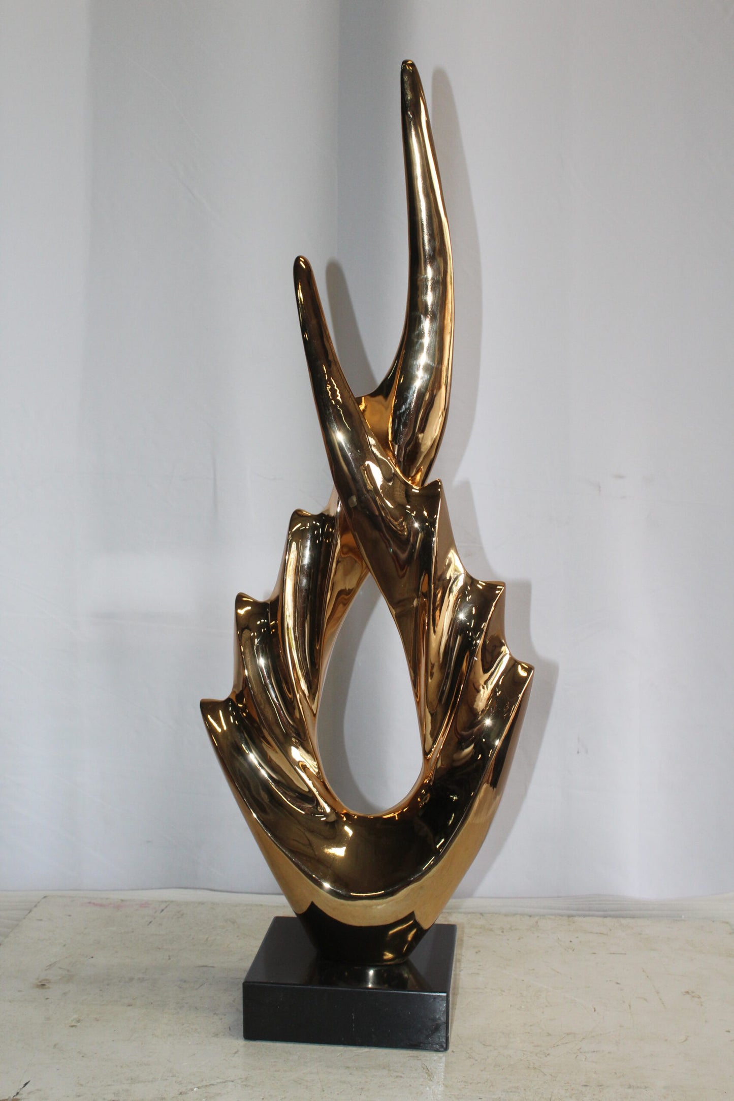 Unique Fluttering Gold Resin Statue on Marble Base 13" x 7" x 36"H