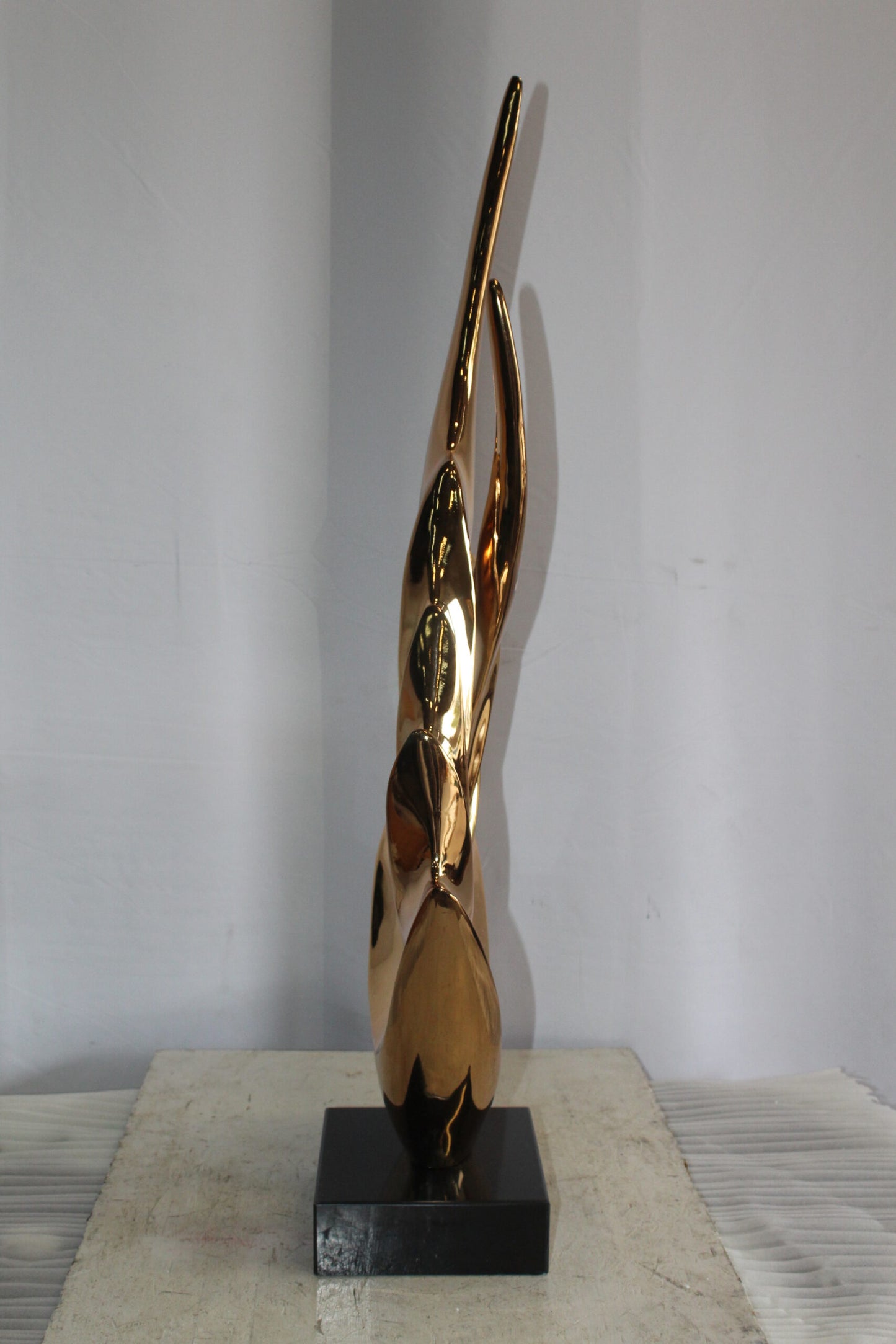 Unique Fluttering Gold Resin Statue on Marble Base 13" x 7" x 36"H