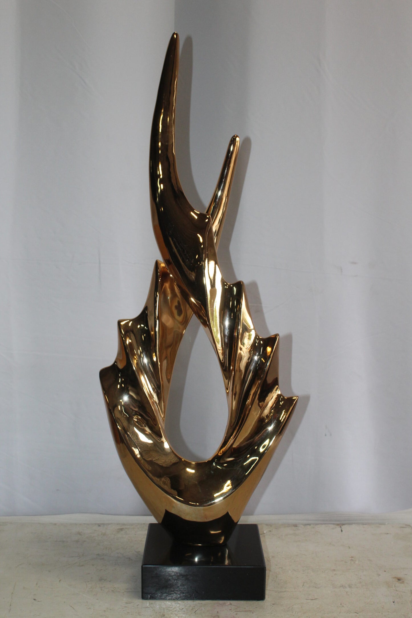 Unique Fluttering Gold Resin Statue on Marble Base 13" x 7" x 36"H